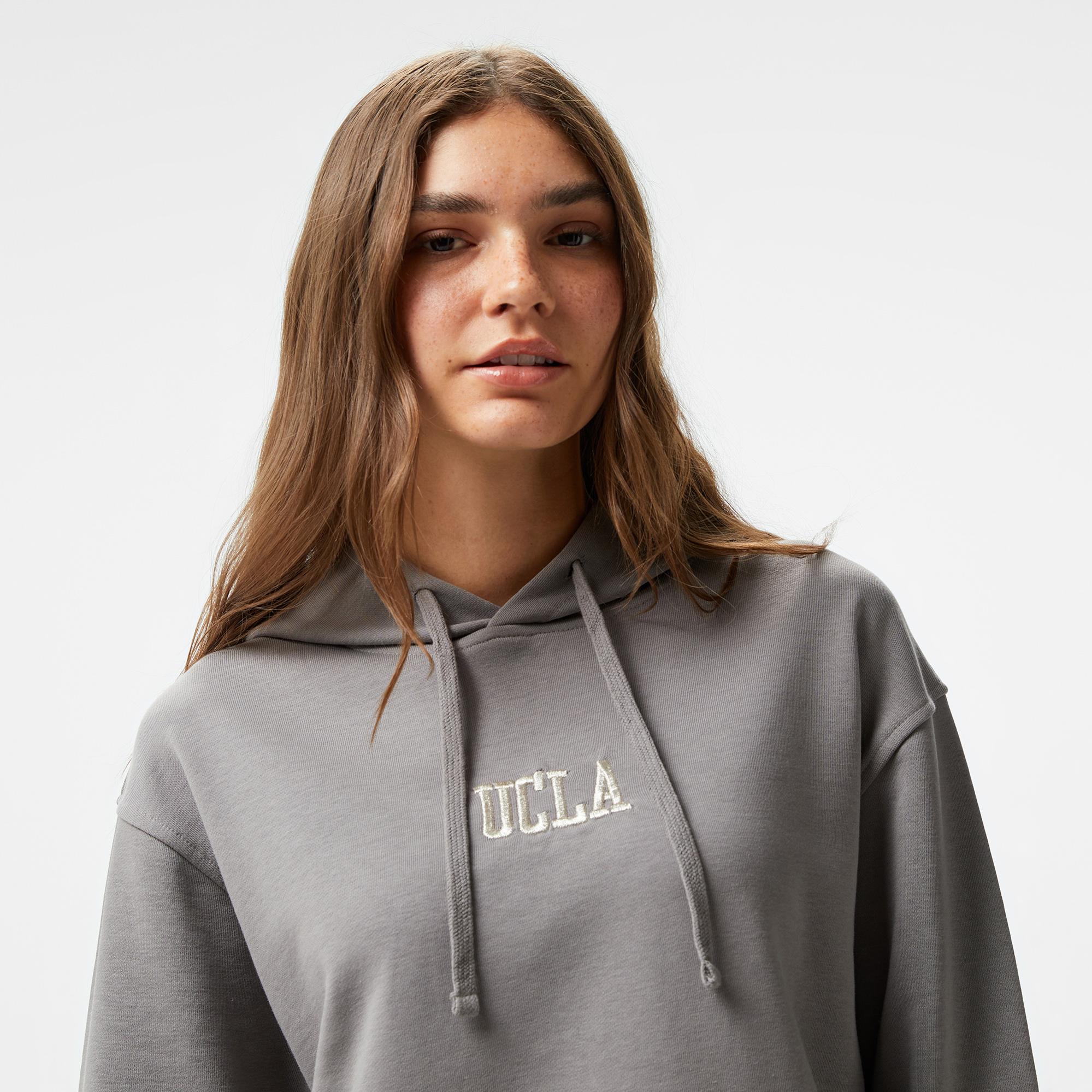 Ucla Jess Nakışlı Kadın Gri Kapüşonlu Sweatshirt