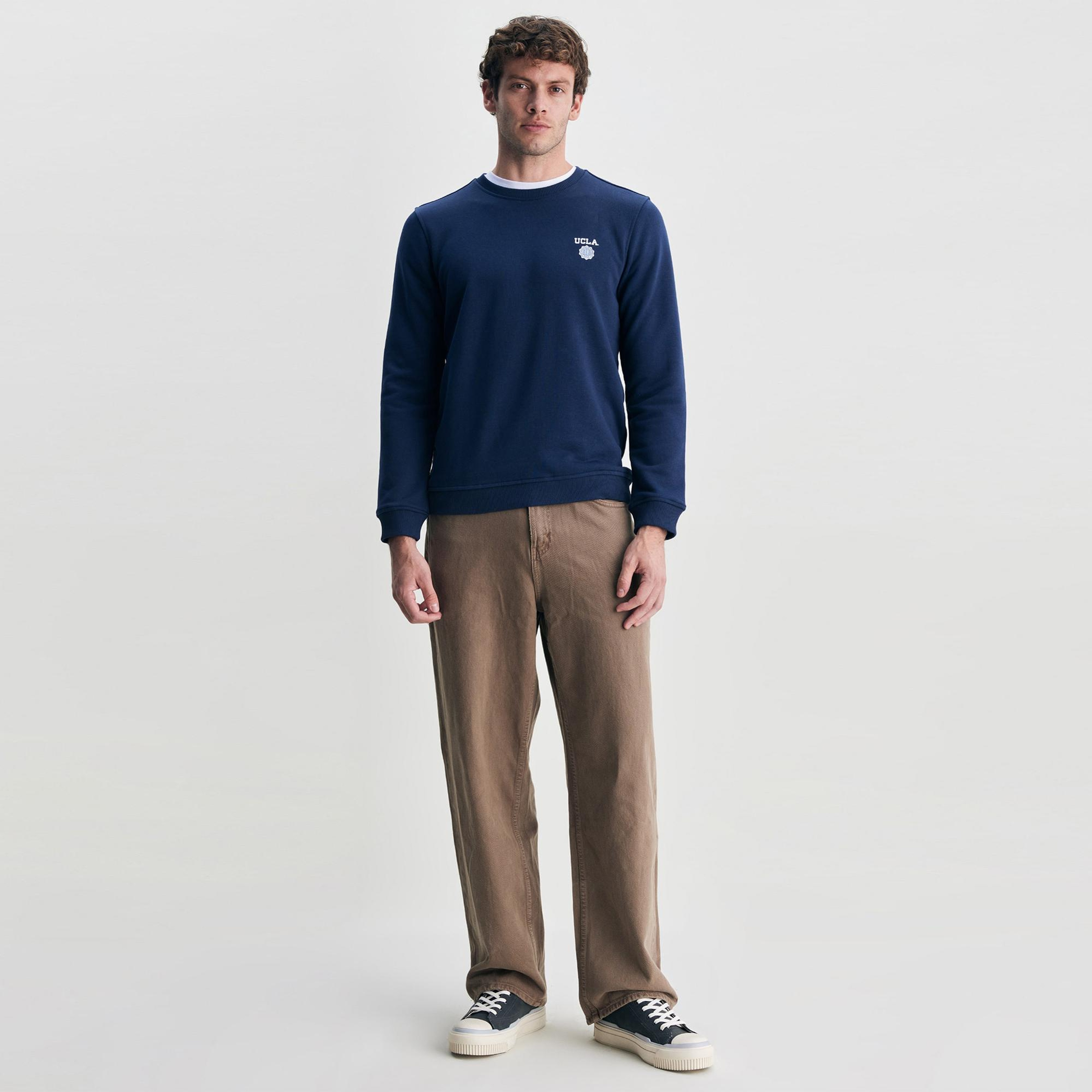 Ucla Valley Erkek Mavi Bisiklet Yaka Sweatshirt