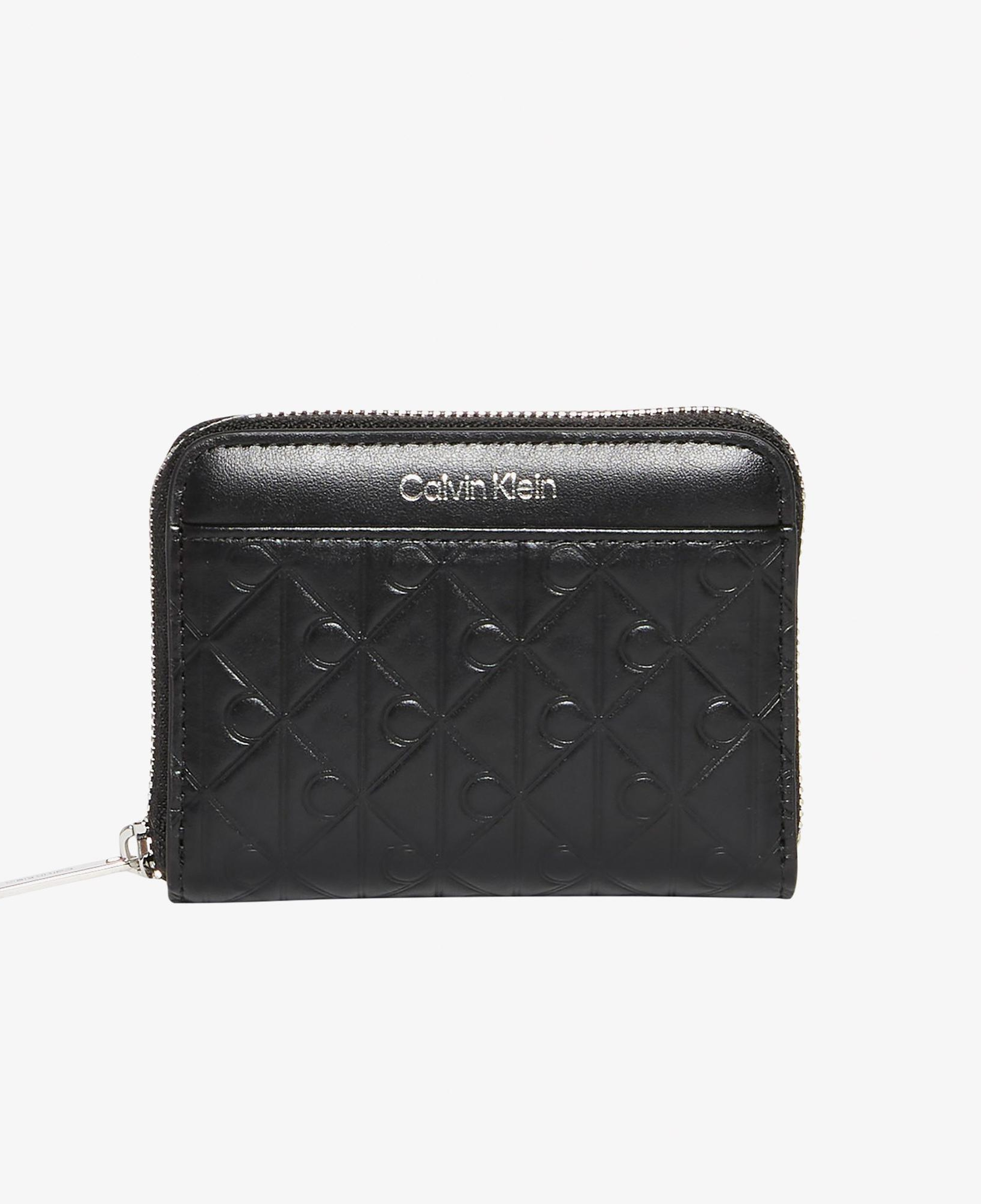 Calvin Klein Emblem Embossed Zip Around Kadın Siyah Cüzdan