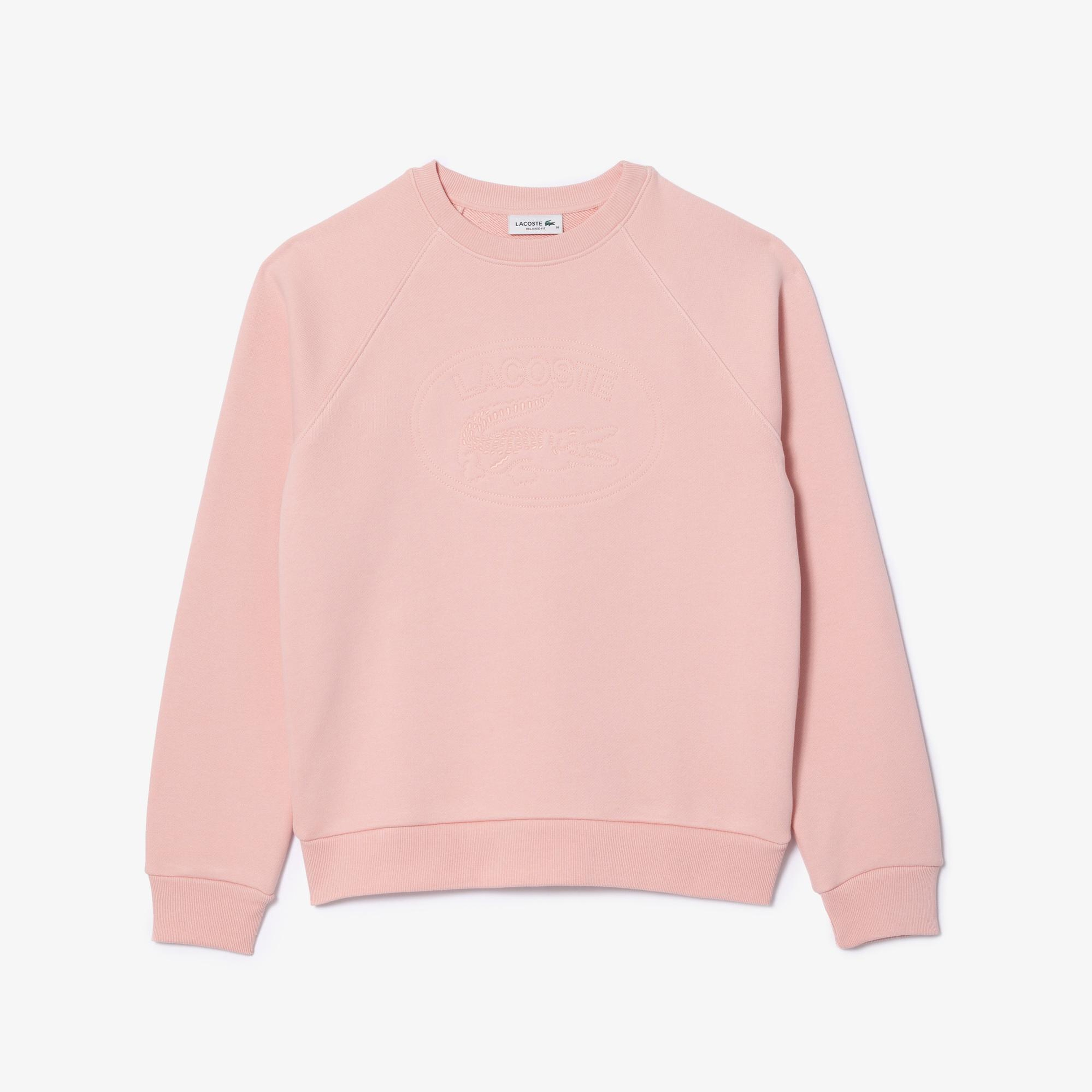 Kadın Bisiklet Yaka Baskılı Pembe Sweatshirt