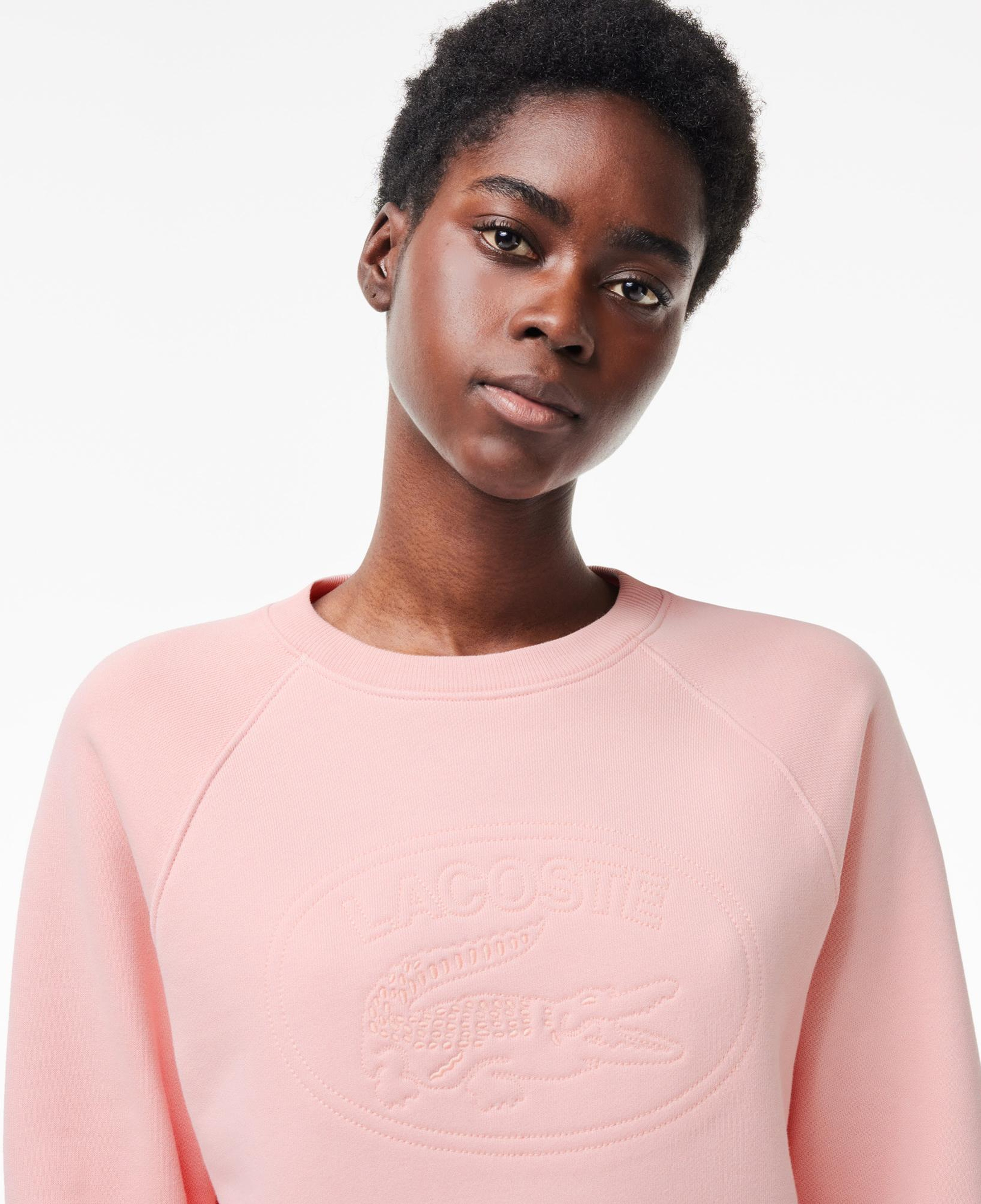 Kadın Bisiklet Yaka Baskılı Pembe Sweatshirt