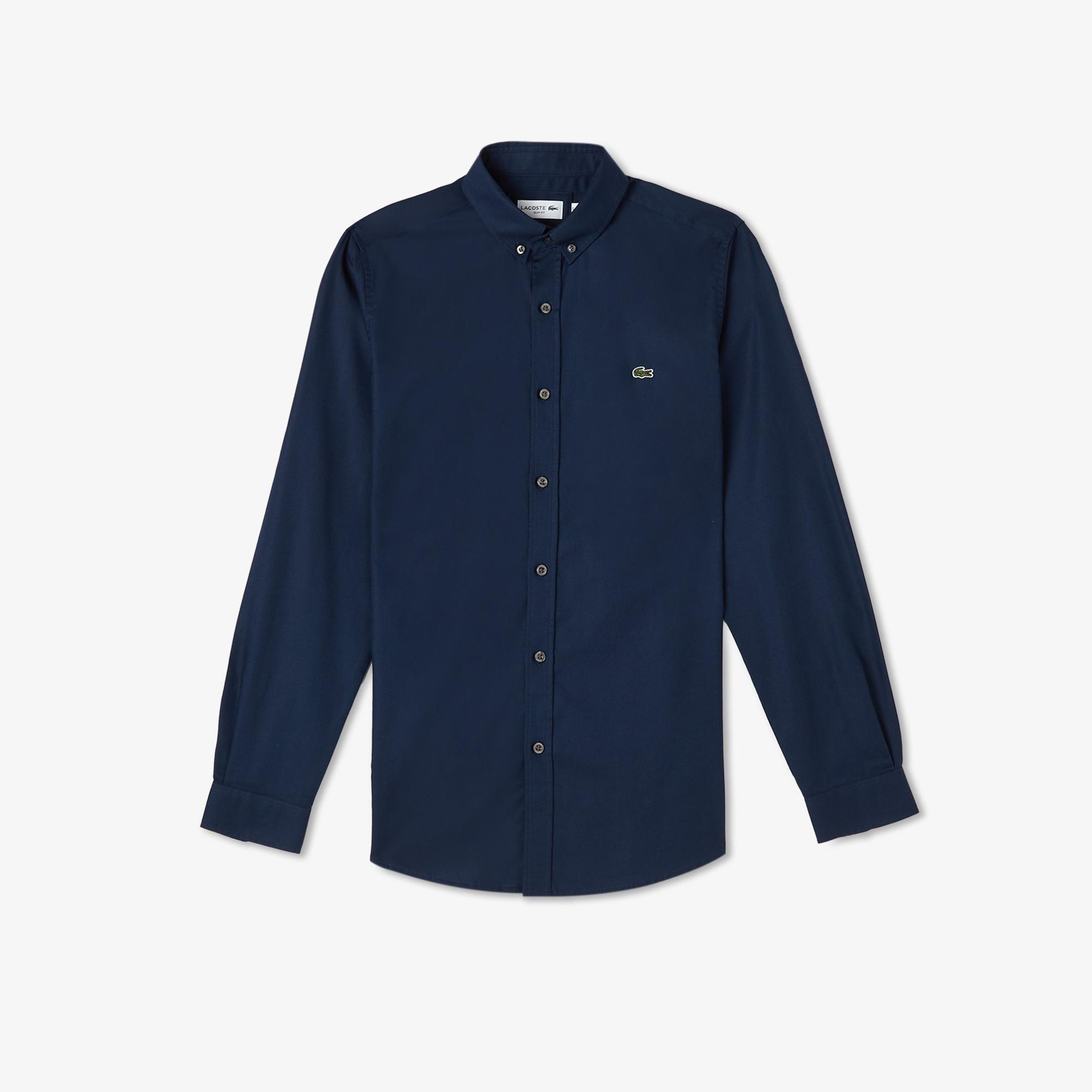 Lacoste Erkek Slim Fit Düğmeli Yaka Lacivert Gömlek
