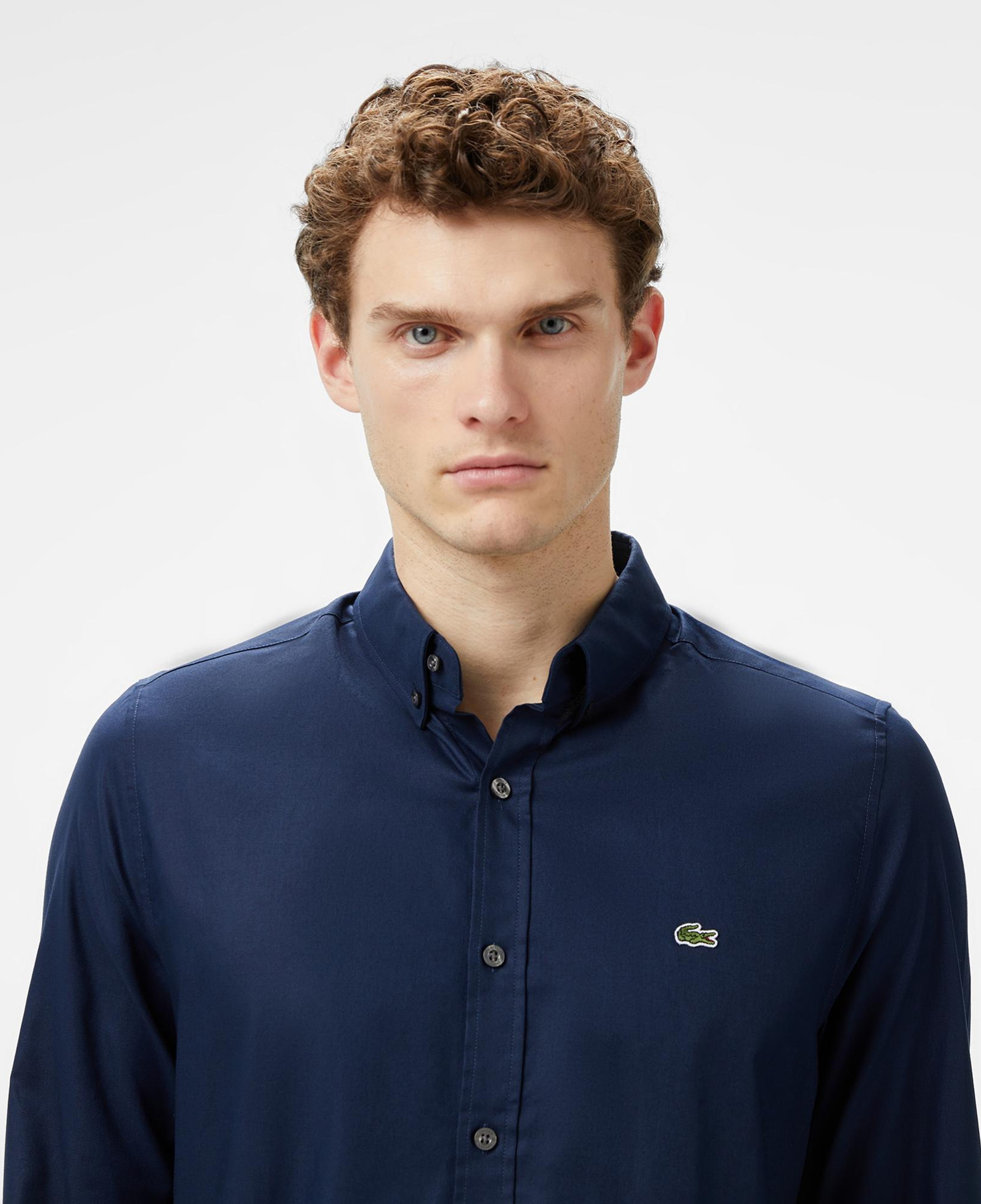 Lacoste Erkek Slim Fit Düğmeli Yaka Lacivert Gömlek