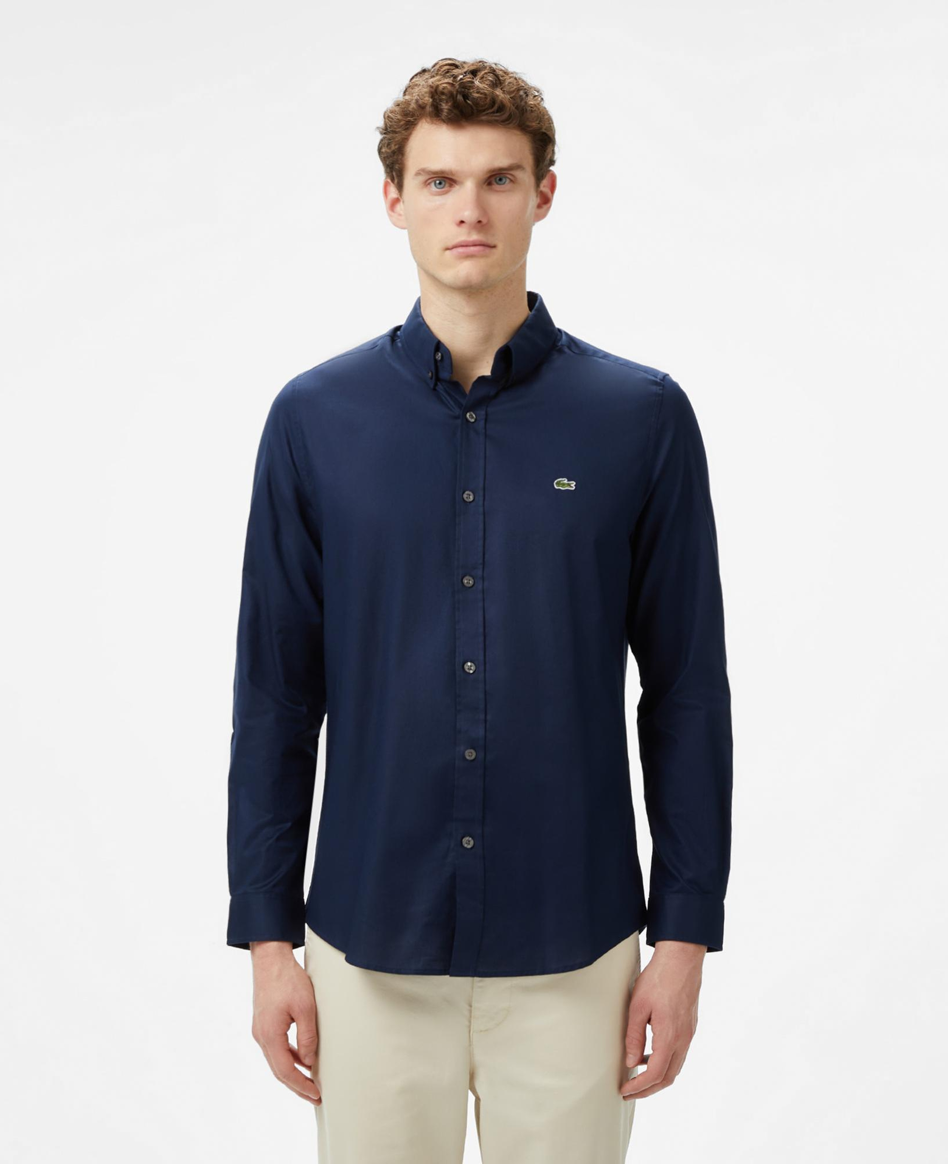 Lacoste Erkek Slim Fit Düğmeli Yaka Lacivert Gömlek
