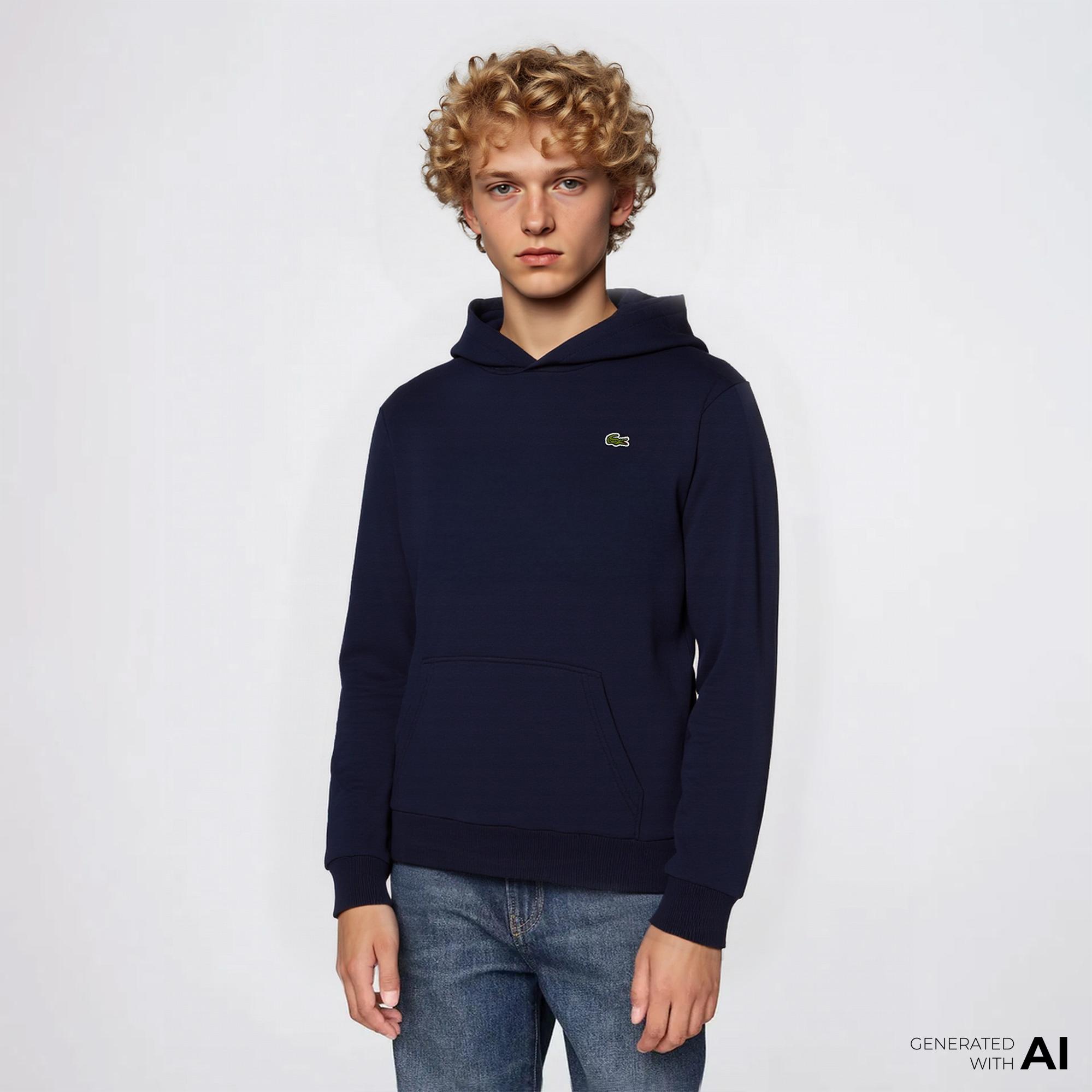 Lacoste Çocuk Kapüşonlu Mavi Sweatshirt