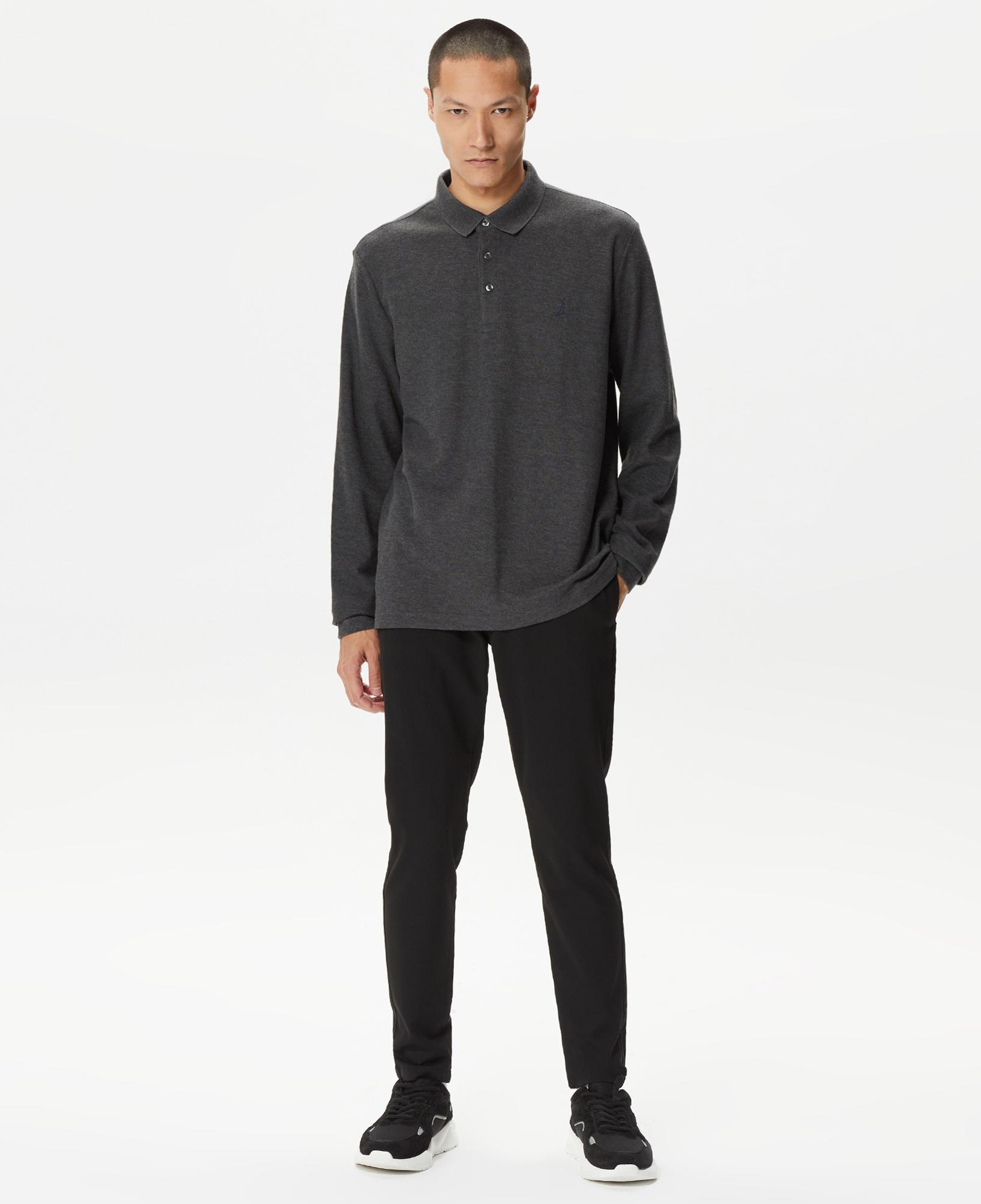 Nautica Erkek Gri Classic Fit Uzun Kollu Polo Yaka T-Shirt