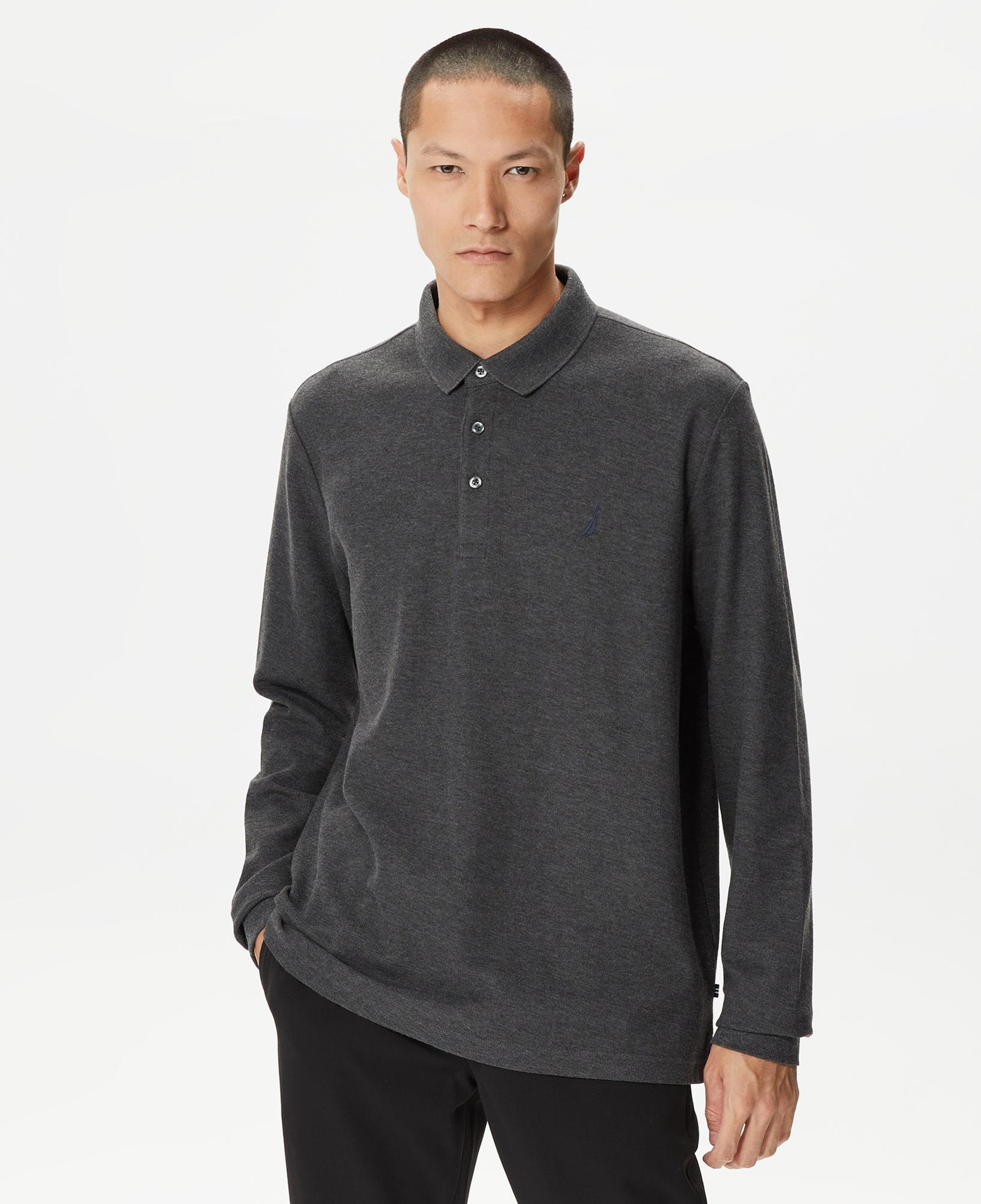 Nautica Erkek Gri Classic Fit Uzun Kollu Polo Yaka T-Shirt