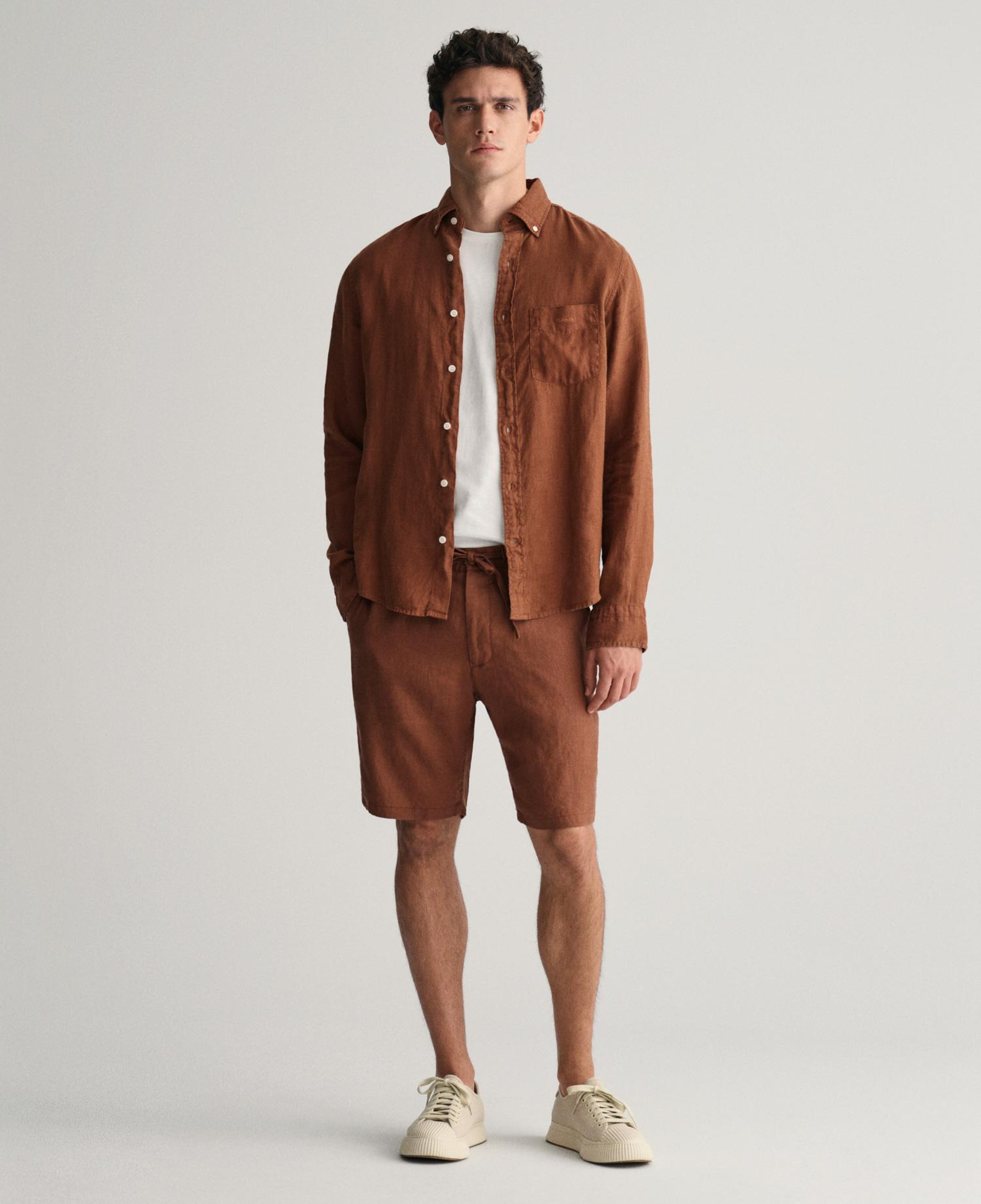 GANT Erkek Kahverengi Relaxed Fit Keten Şort