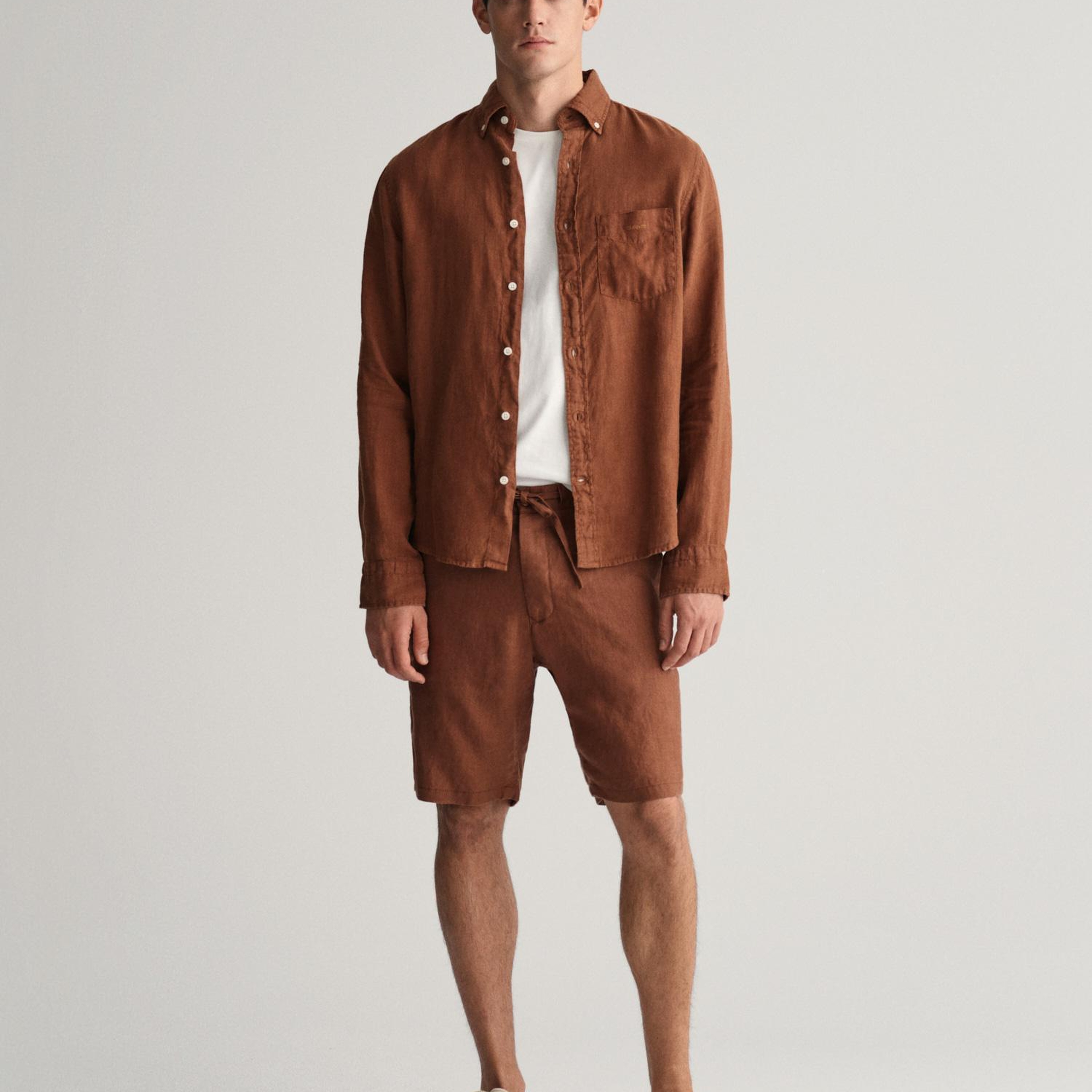 GANT Erkek Kahverengi Relaxed Fit Keten Şort