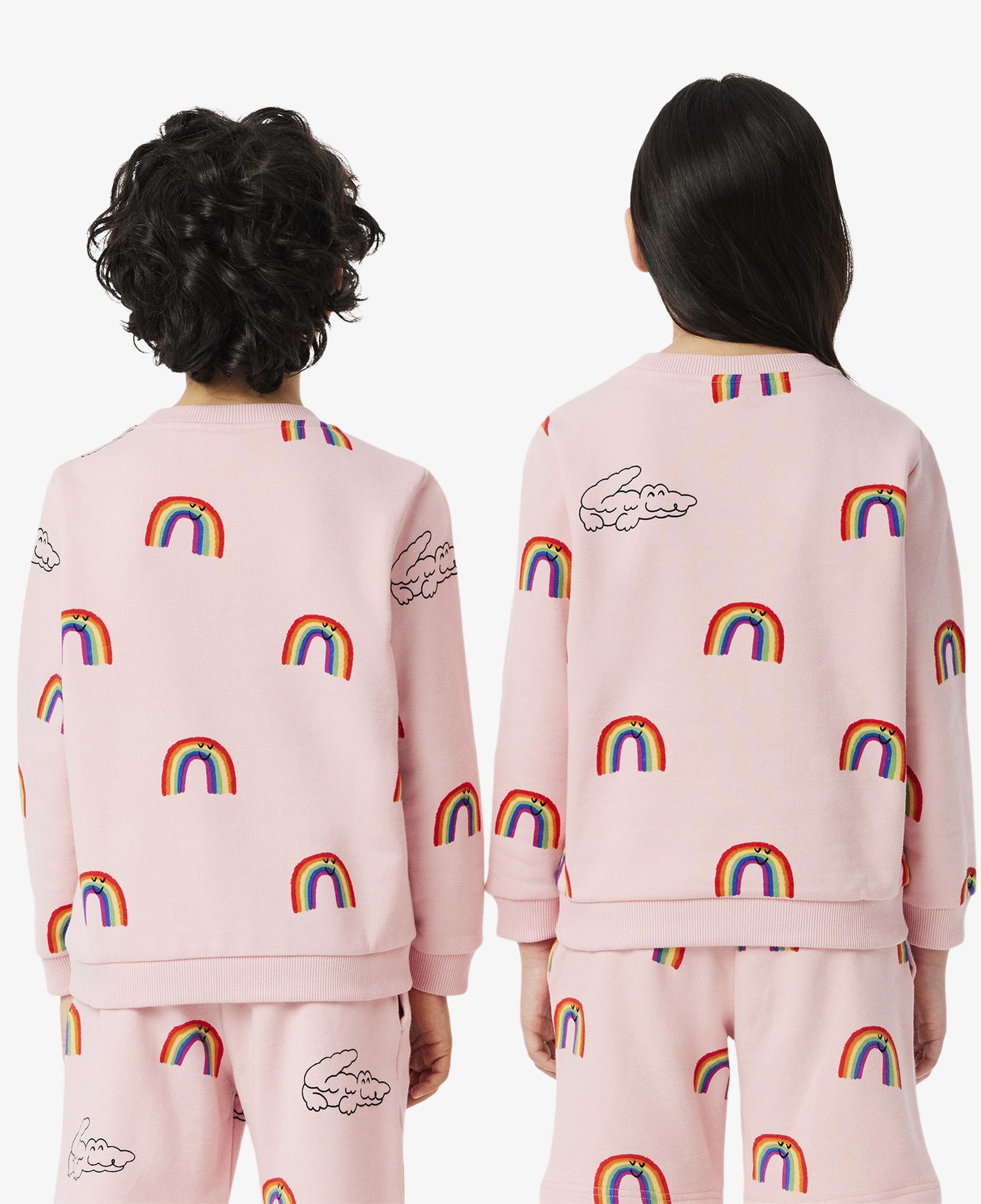 Lacoste Çocuk Bisiklet Yaka Desenli Pembe Sweatshirt