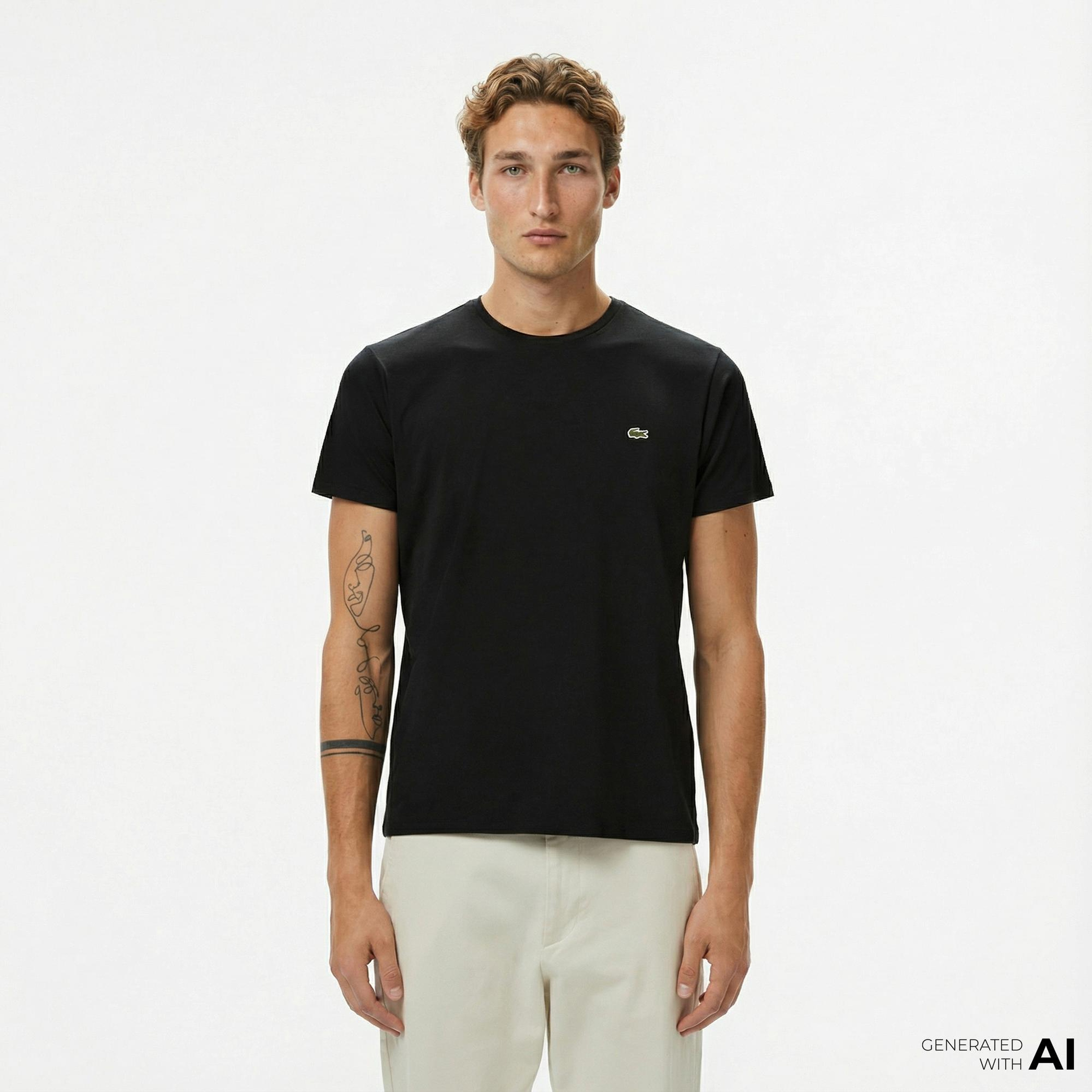Lacoste Erkek Slim Fit Bisiklet Yaka Siyah T-Shirt