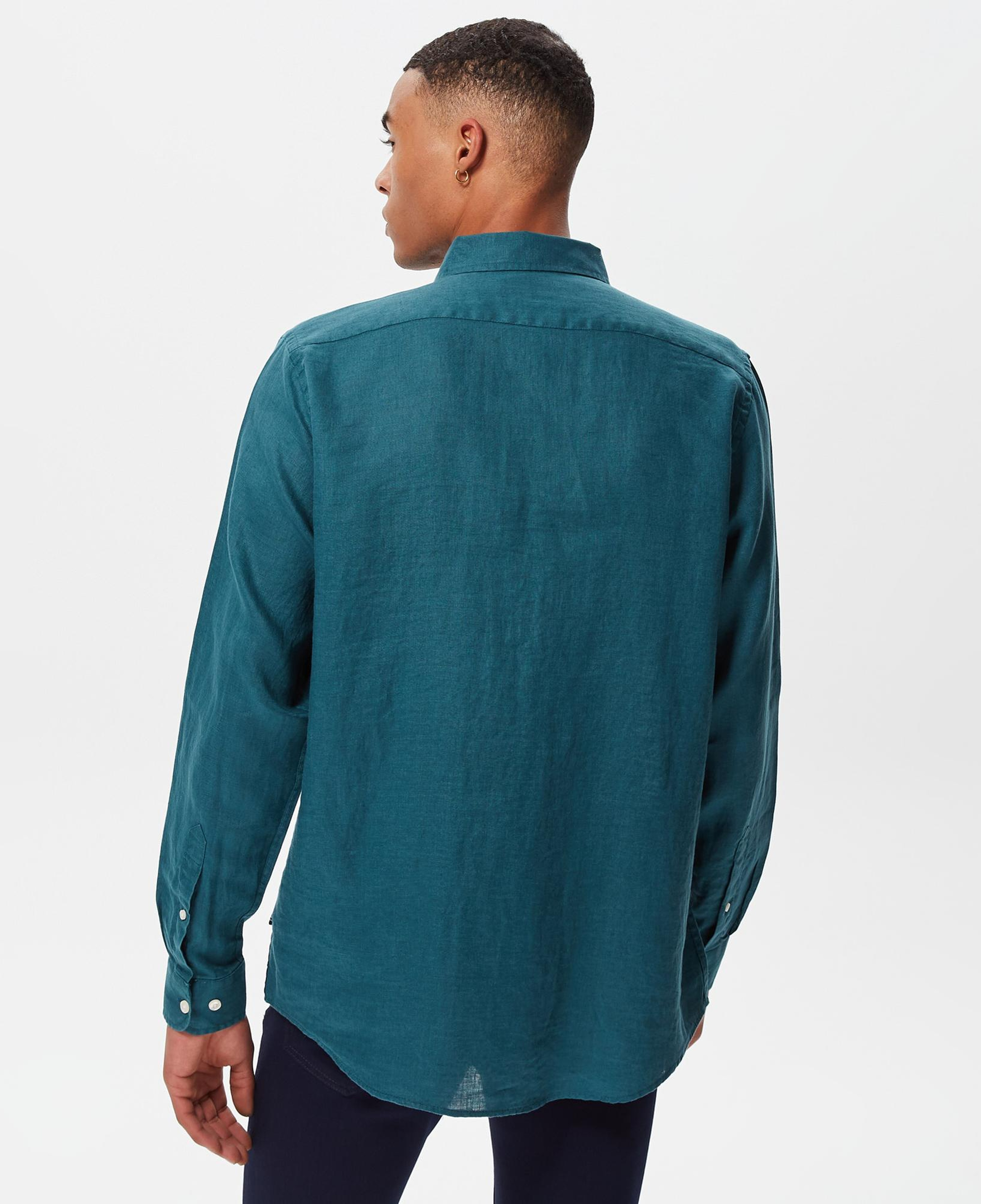 Nautica Erkek Yeşil Classic Fit Uzun Kollu Keten Gömlek