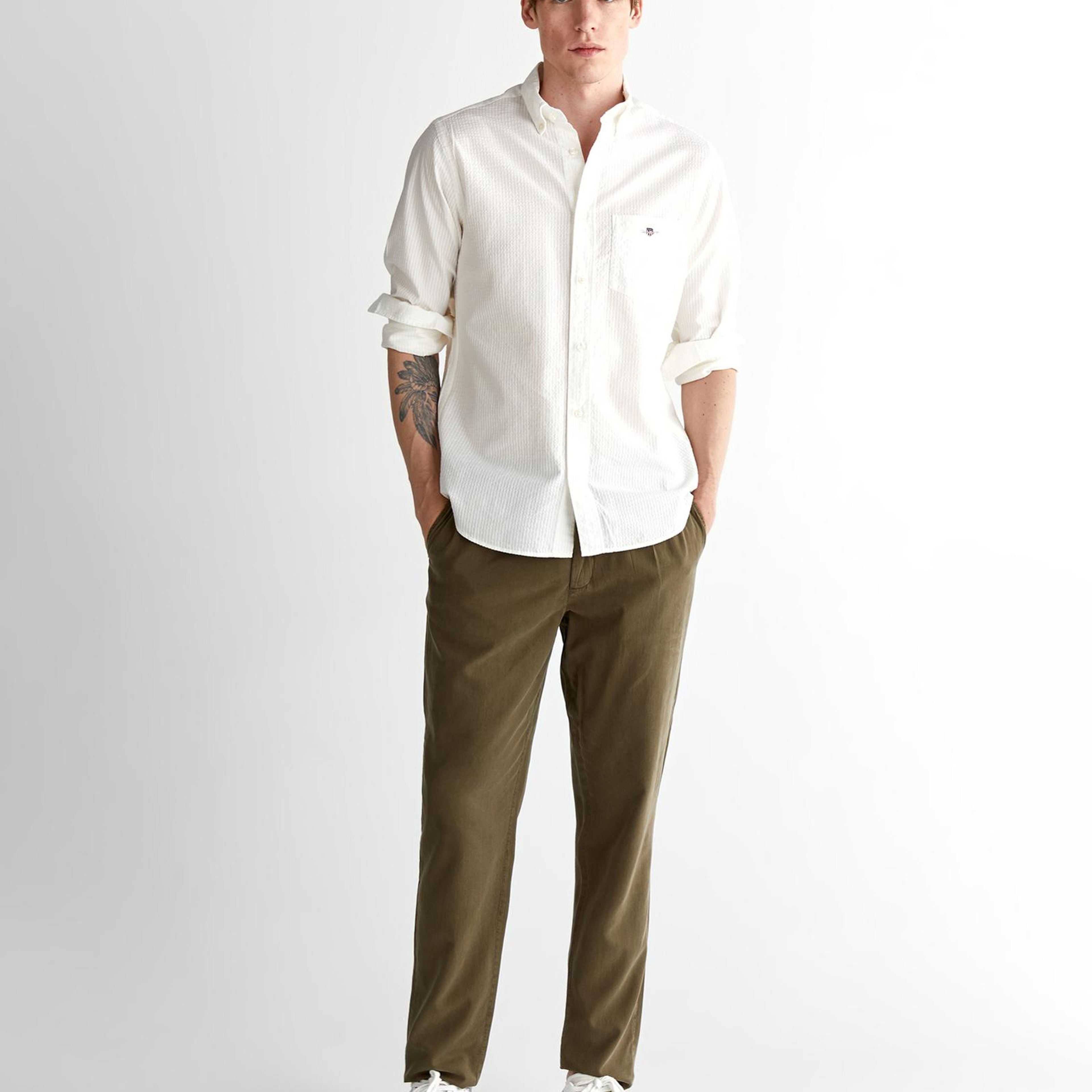GANT Erkek Krem Regular Fit Düğmeli Yaka Gömlek