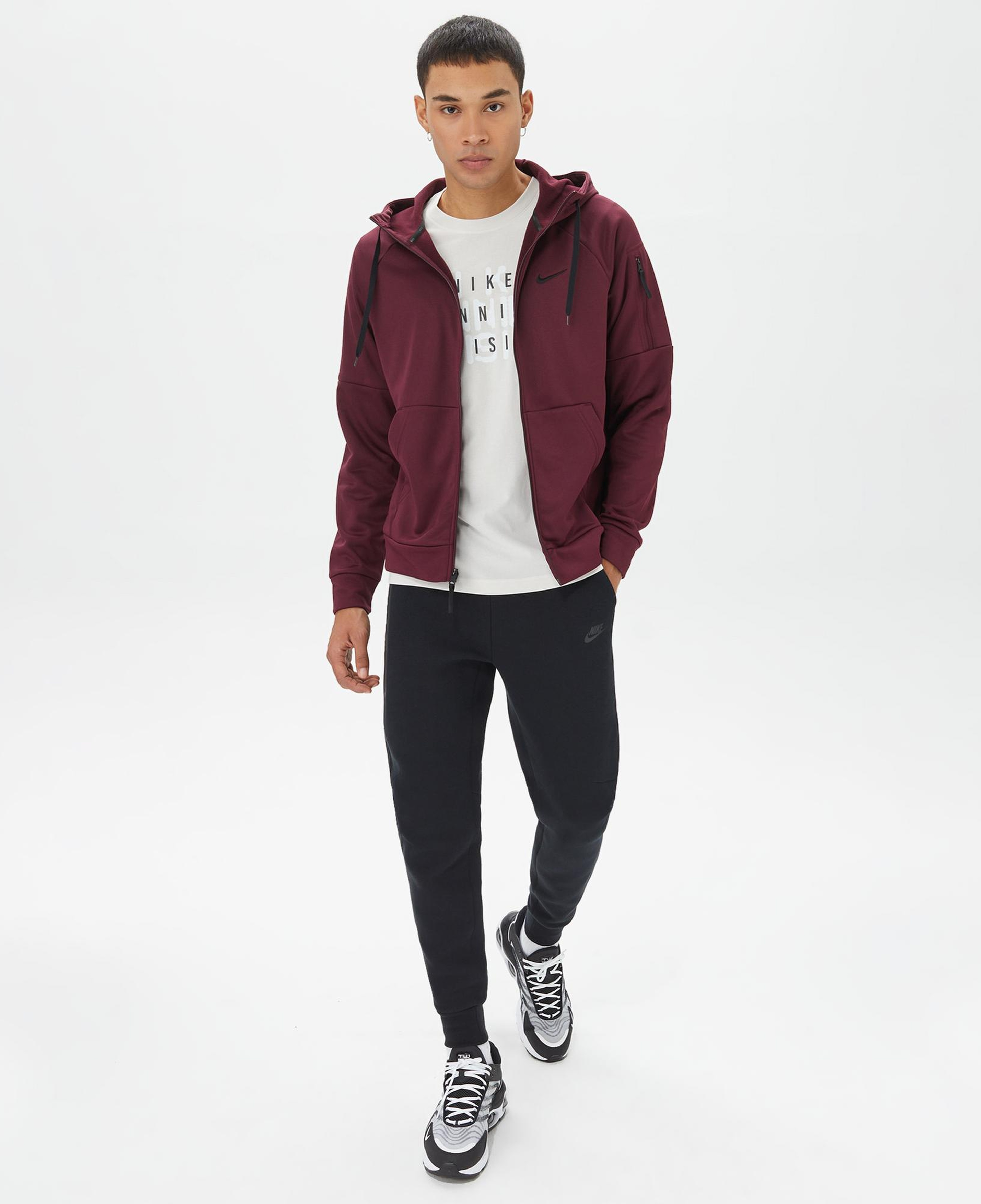 Nike Therma Full Zip Erkek Bordo Sweatshirt