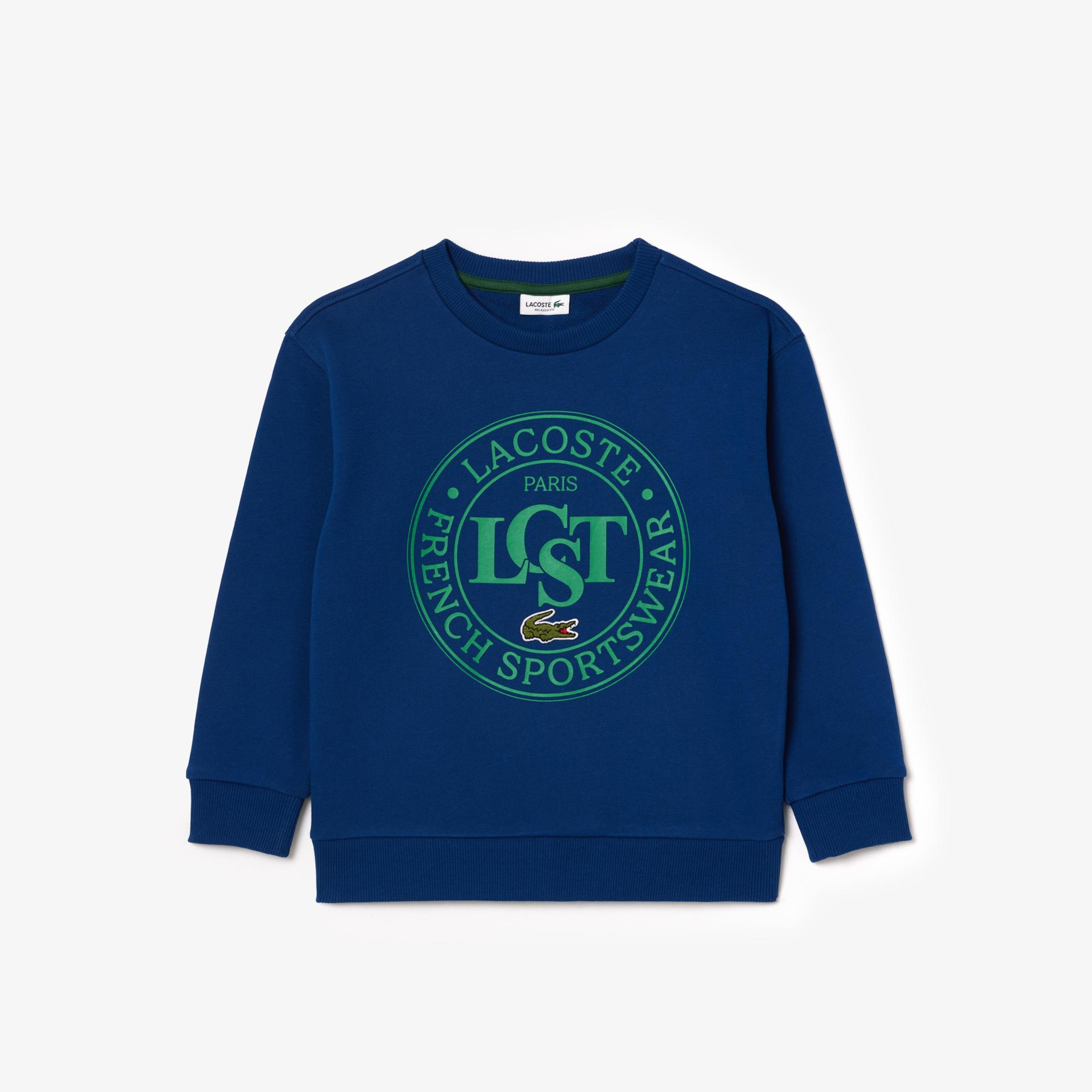 Lacoste Çocuk Bisiket Yaka Baskılı Lacivert Sweatshirt