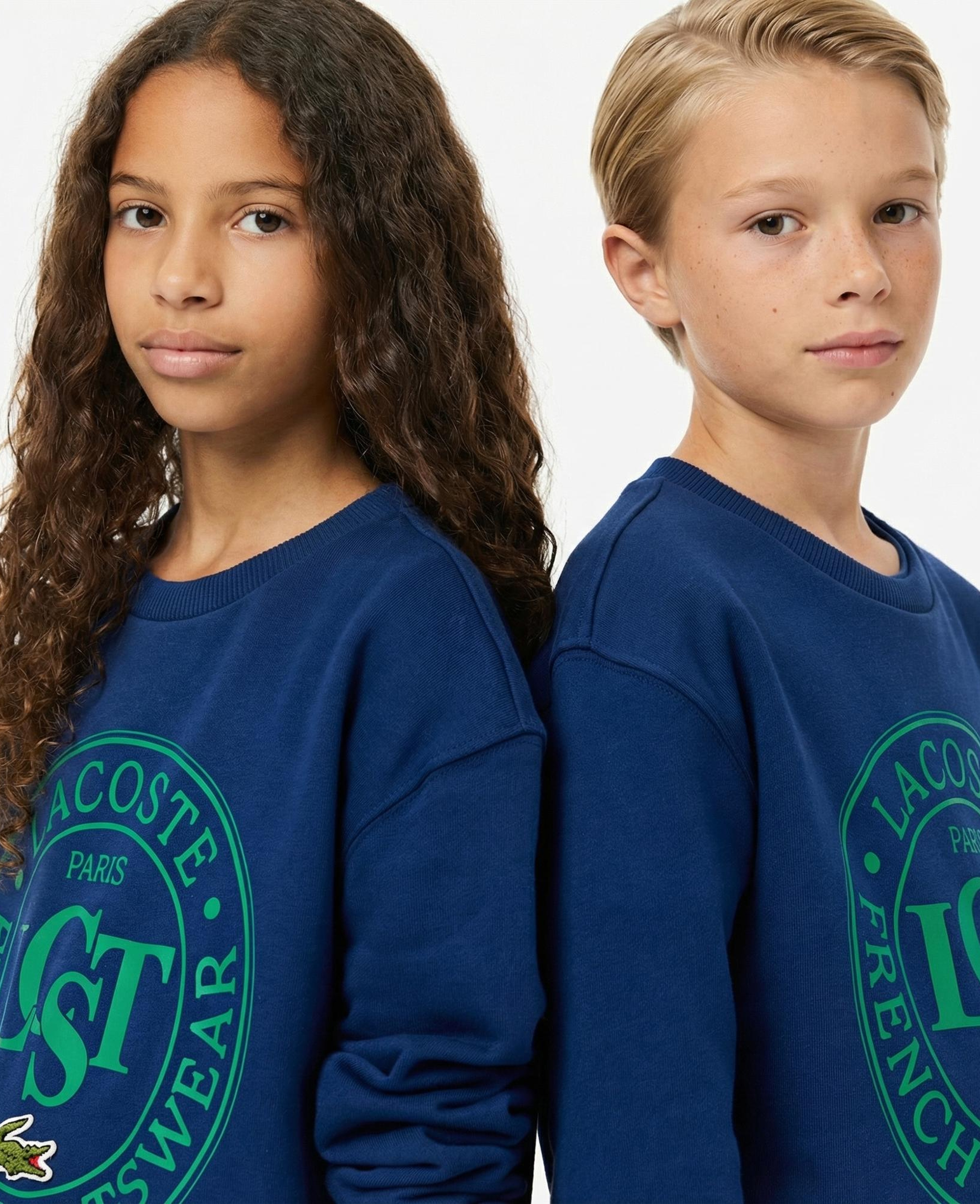 Lacoste Çocuk Bisiket Yaka Baskılı Lacivert Sweatshirt