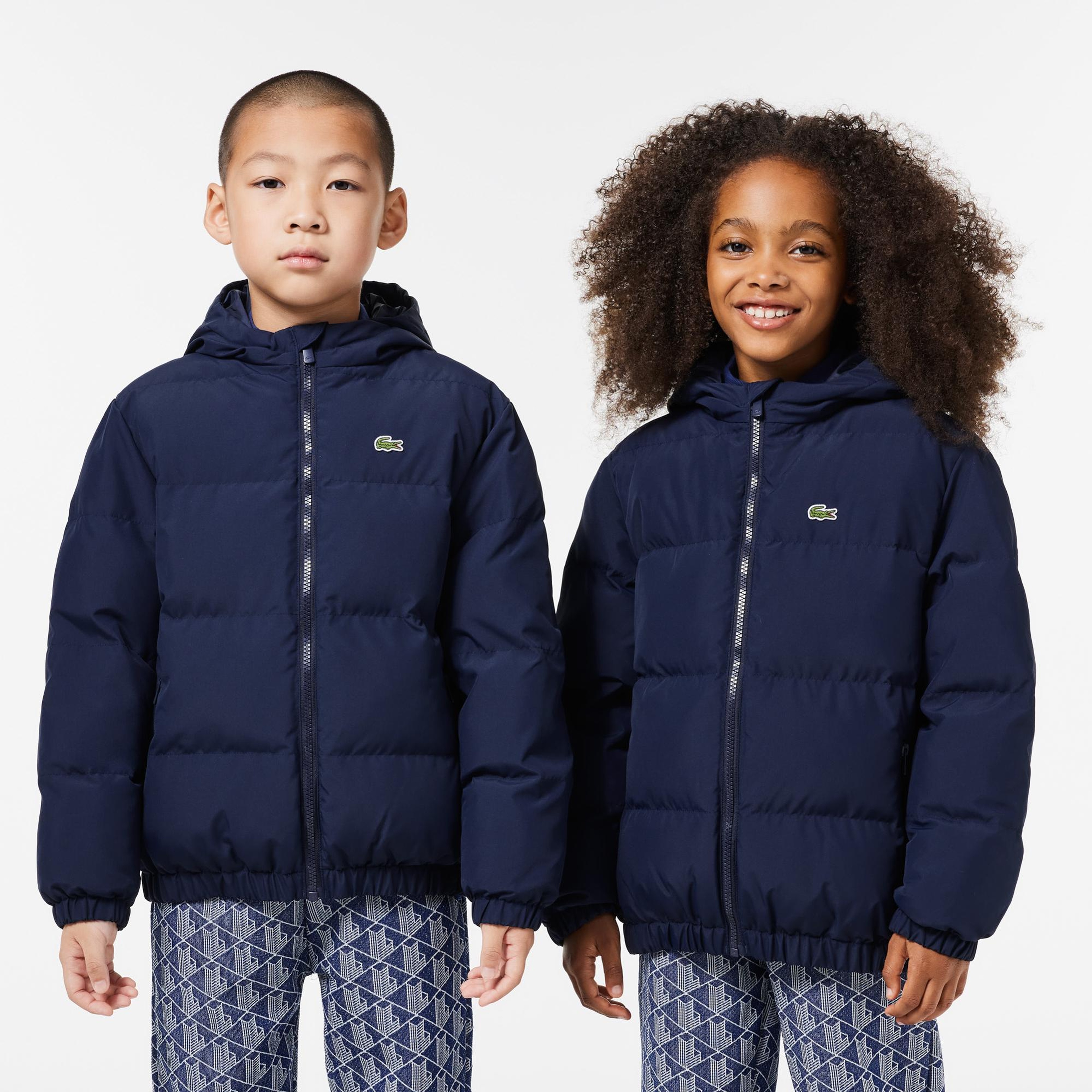 Lacoste Çocuk Kapüşonlu Lacivert Şişme Mont