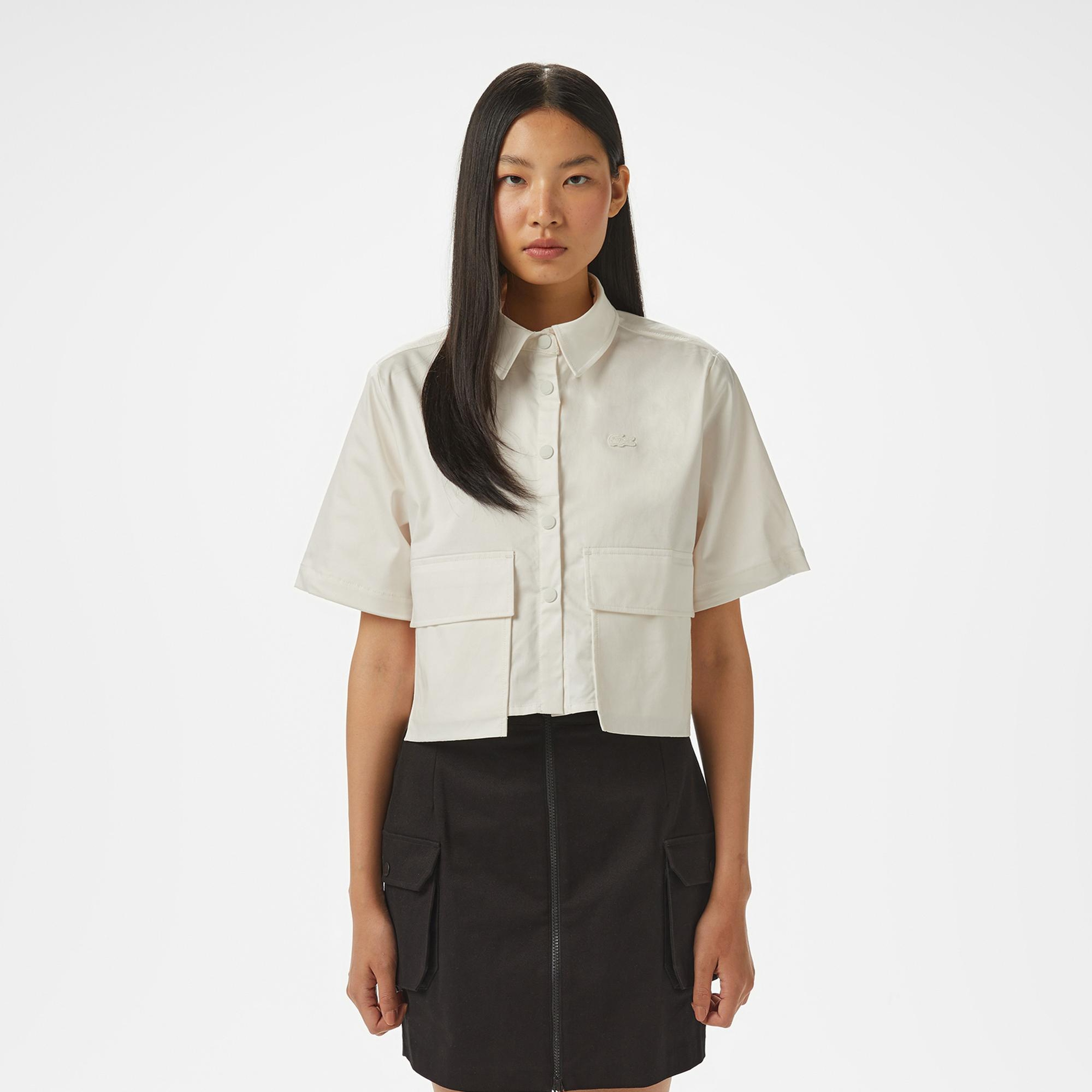 Lacoste Kadın Regular Fit Yarım Kol Krem Gömlek