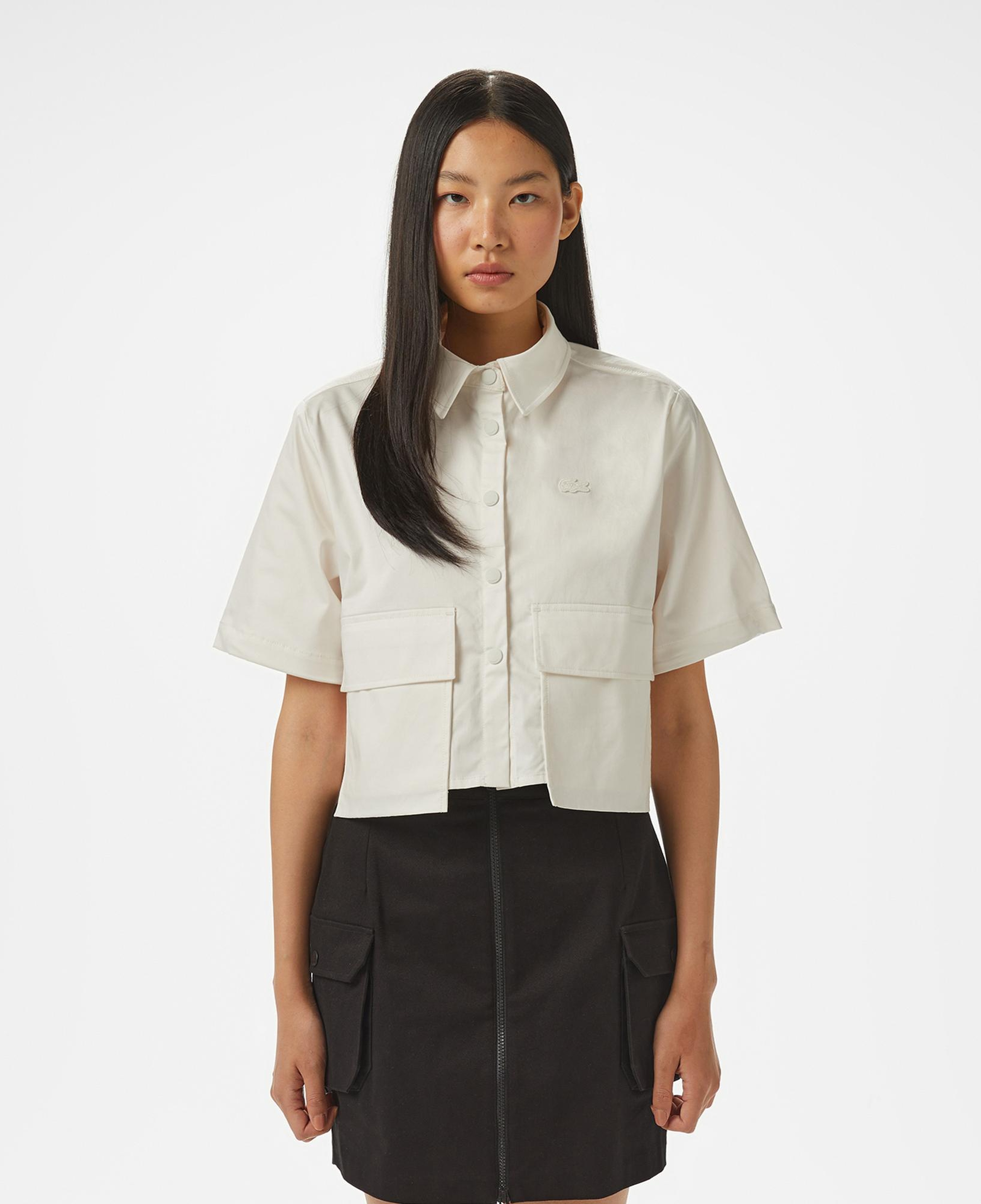 Lacoste Kadın Regular Fit Yarım Kol Krem Gömlek