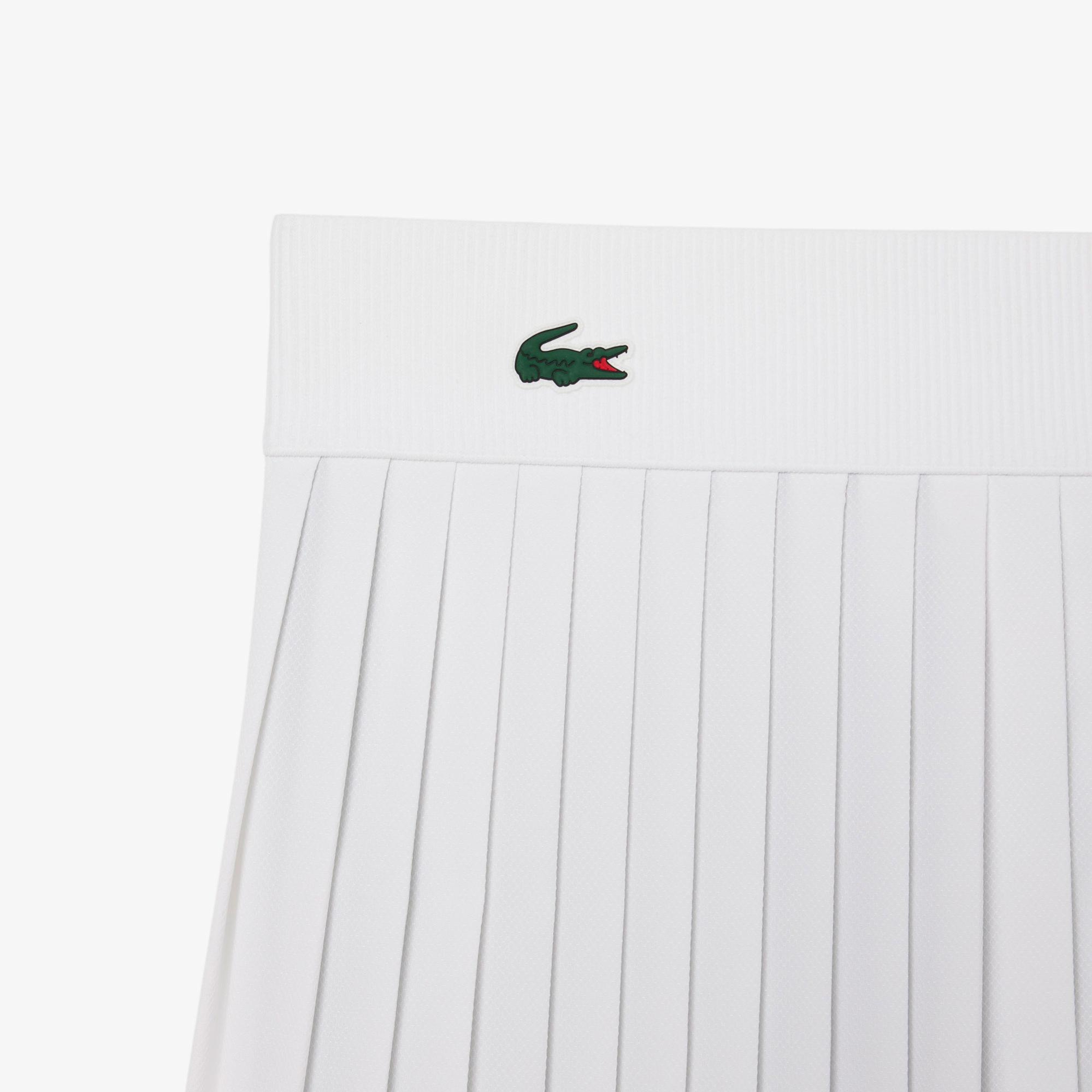 Lacoste Kadın Flare Fit Pileli Beyaz Etek