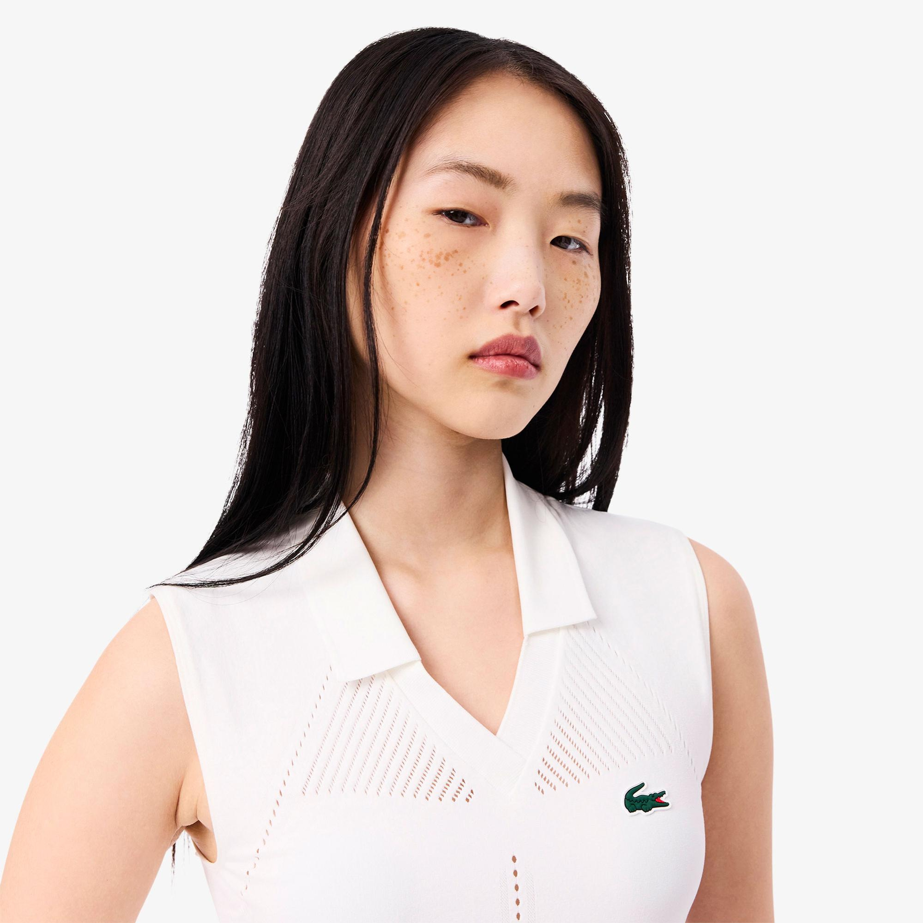 Lacoste Kadın Flare Fit Pileli Beyaz Etek