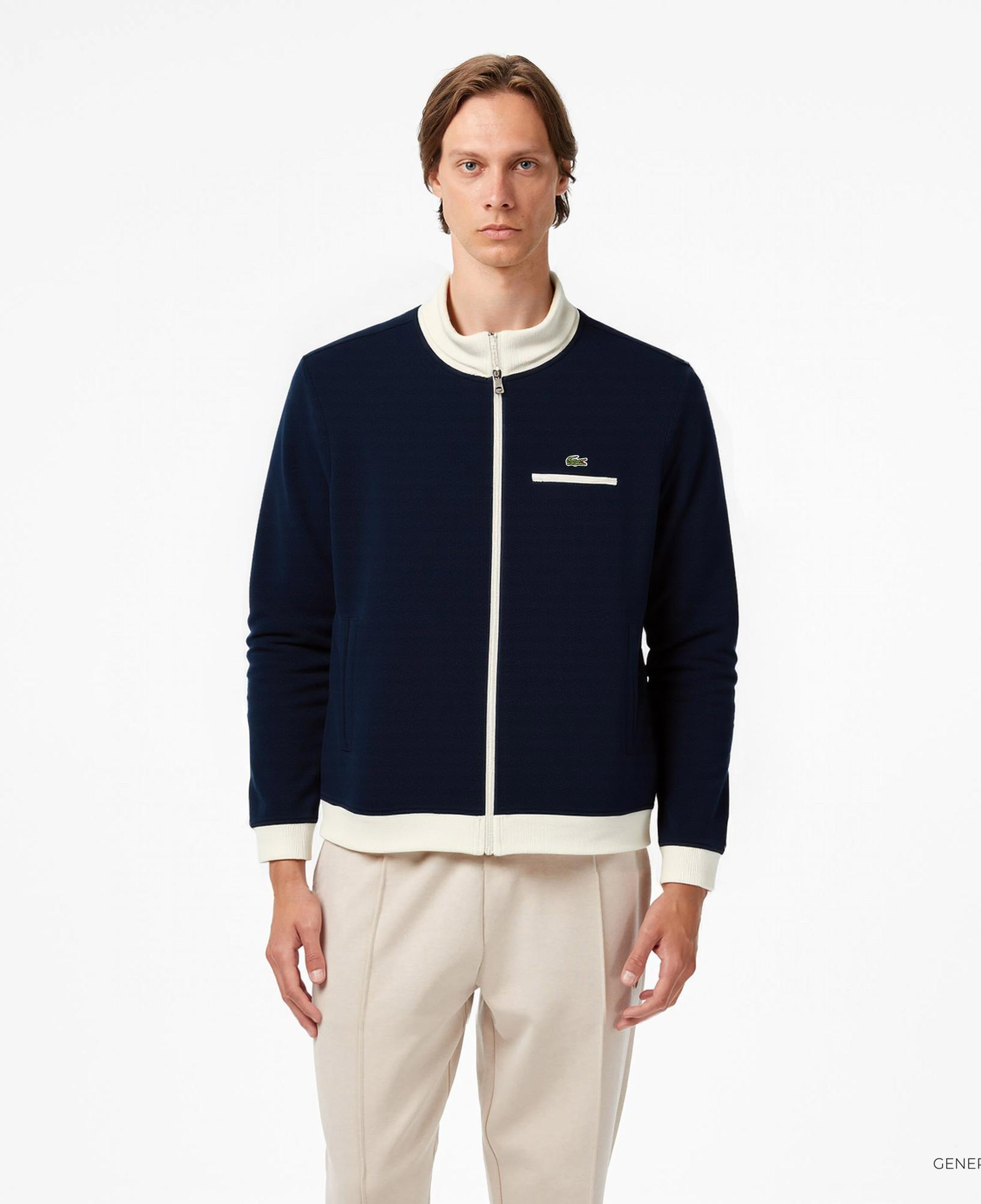 Lacoste Erkek Regular Fit Fermuarlı Renk Bloklu Lacivert Sweatshirt