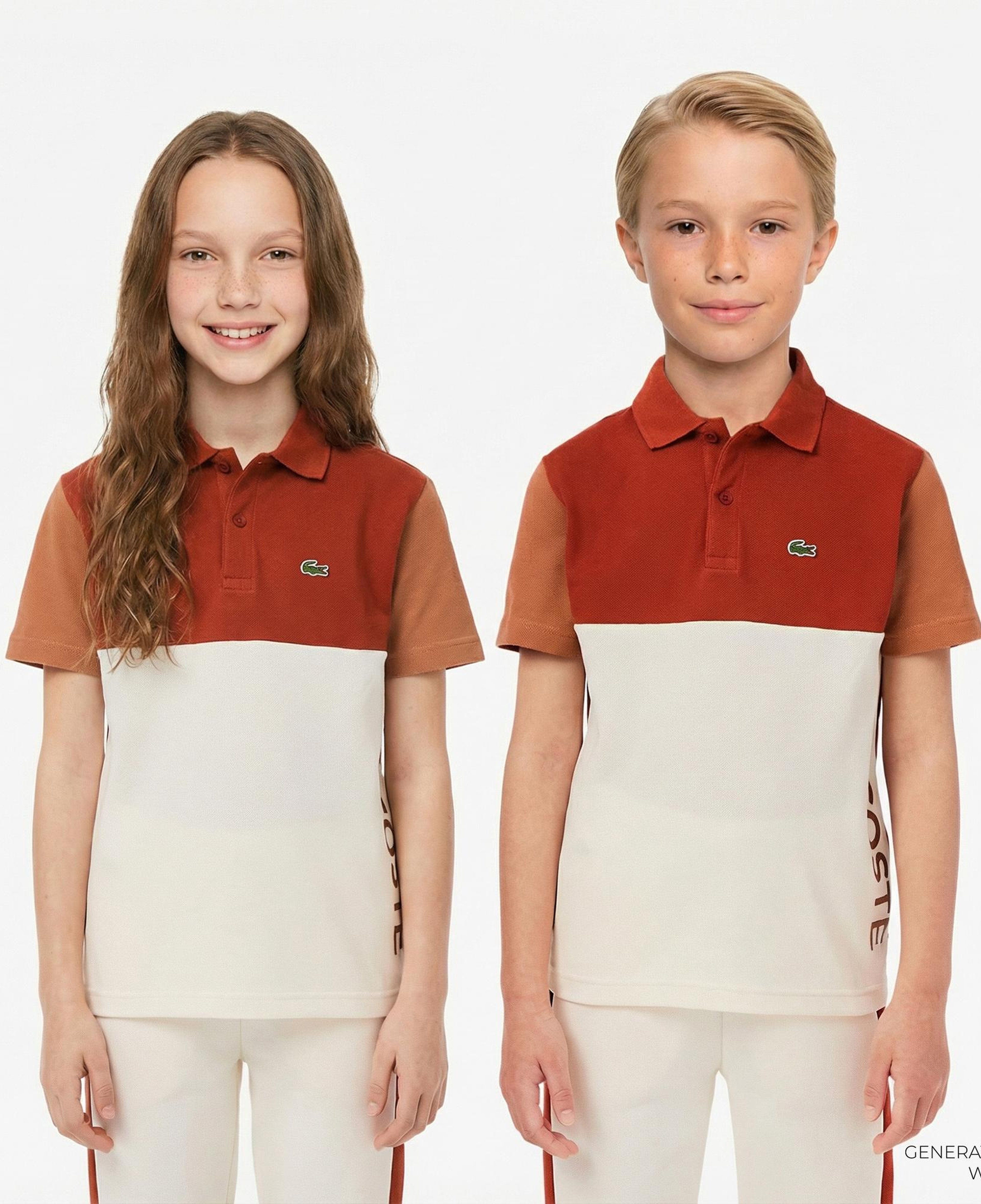 Lacoste Çocuk Renk Bloklu Bej Polo