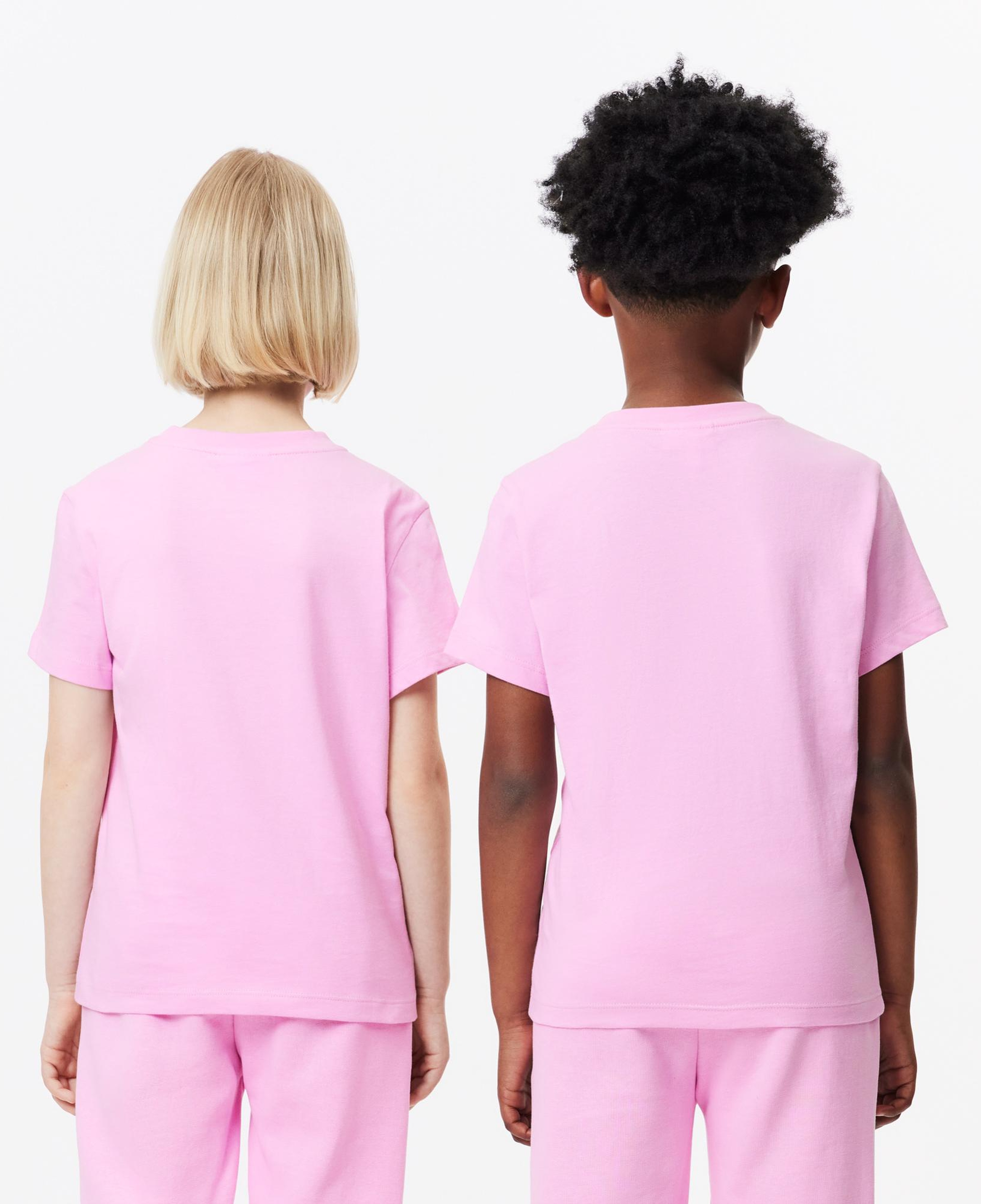 Lacoste Çocuk Bisiklet Yaka Baskılı Pembe T-shirt