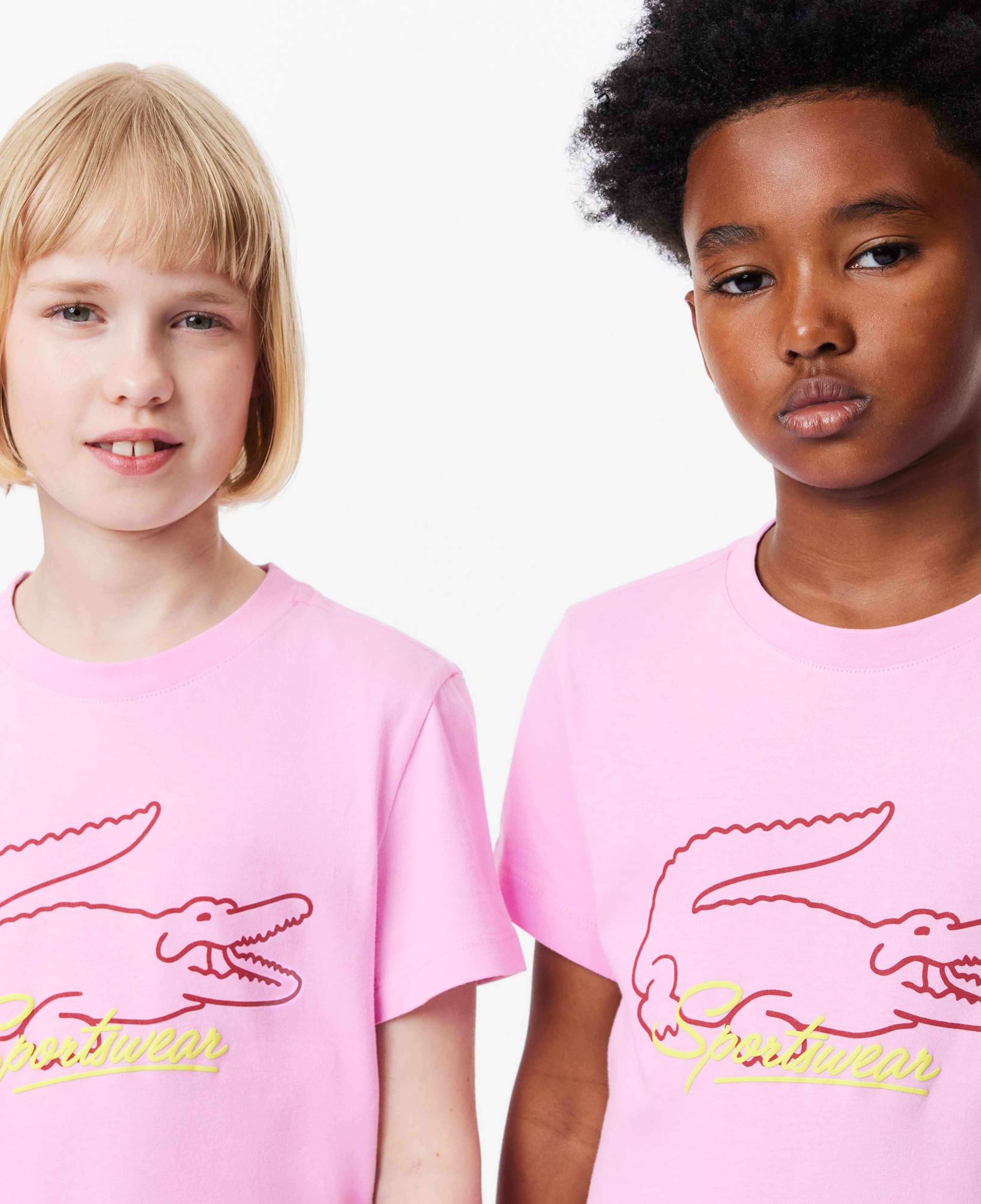 Lacoste Çocuk Bisiklet Yaka Baskılı Pembe T-shirt