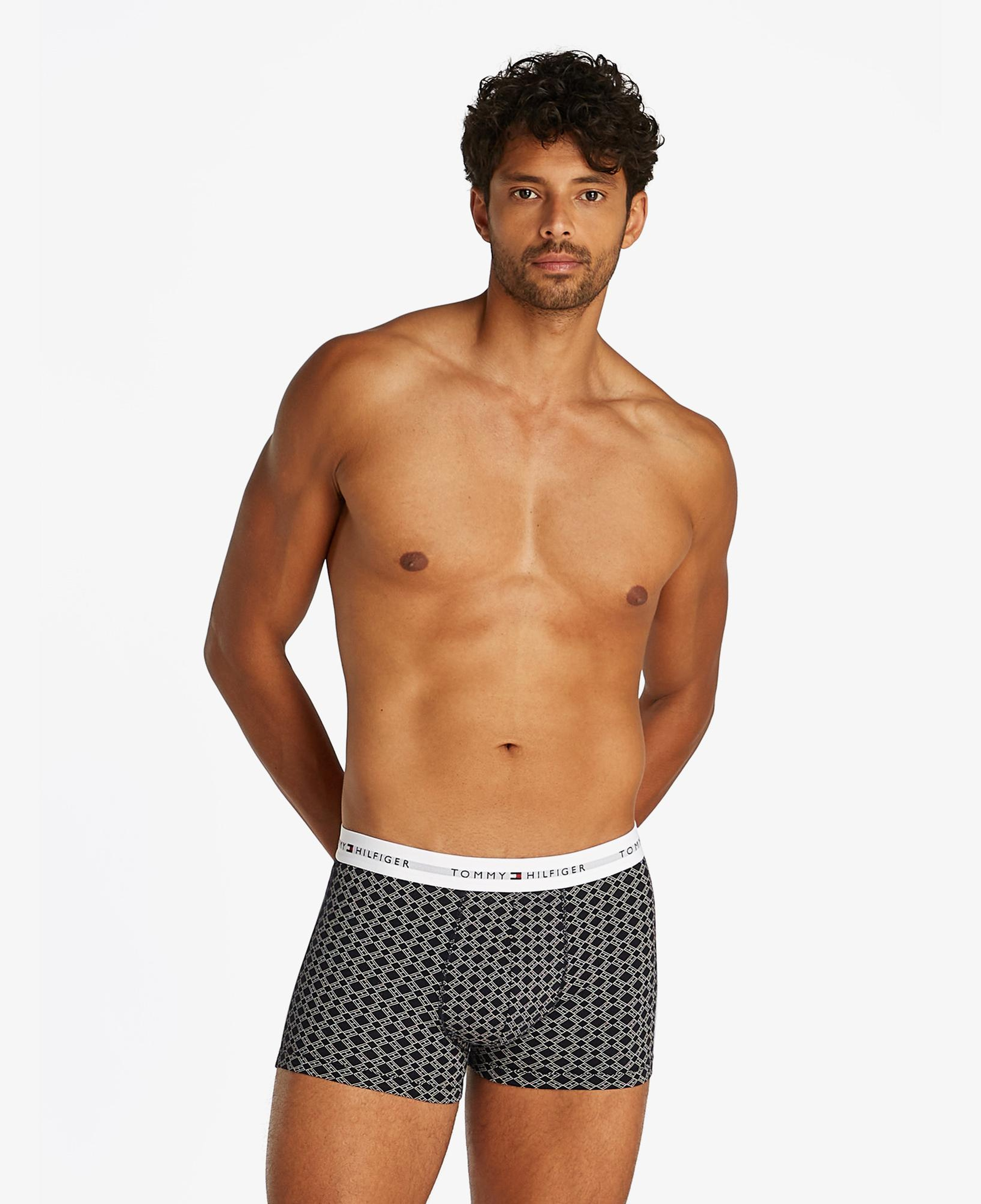Tommy Hilfiger 3'lü Trunk Print Erkek Gri Boxer