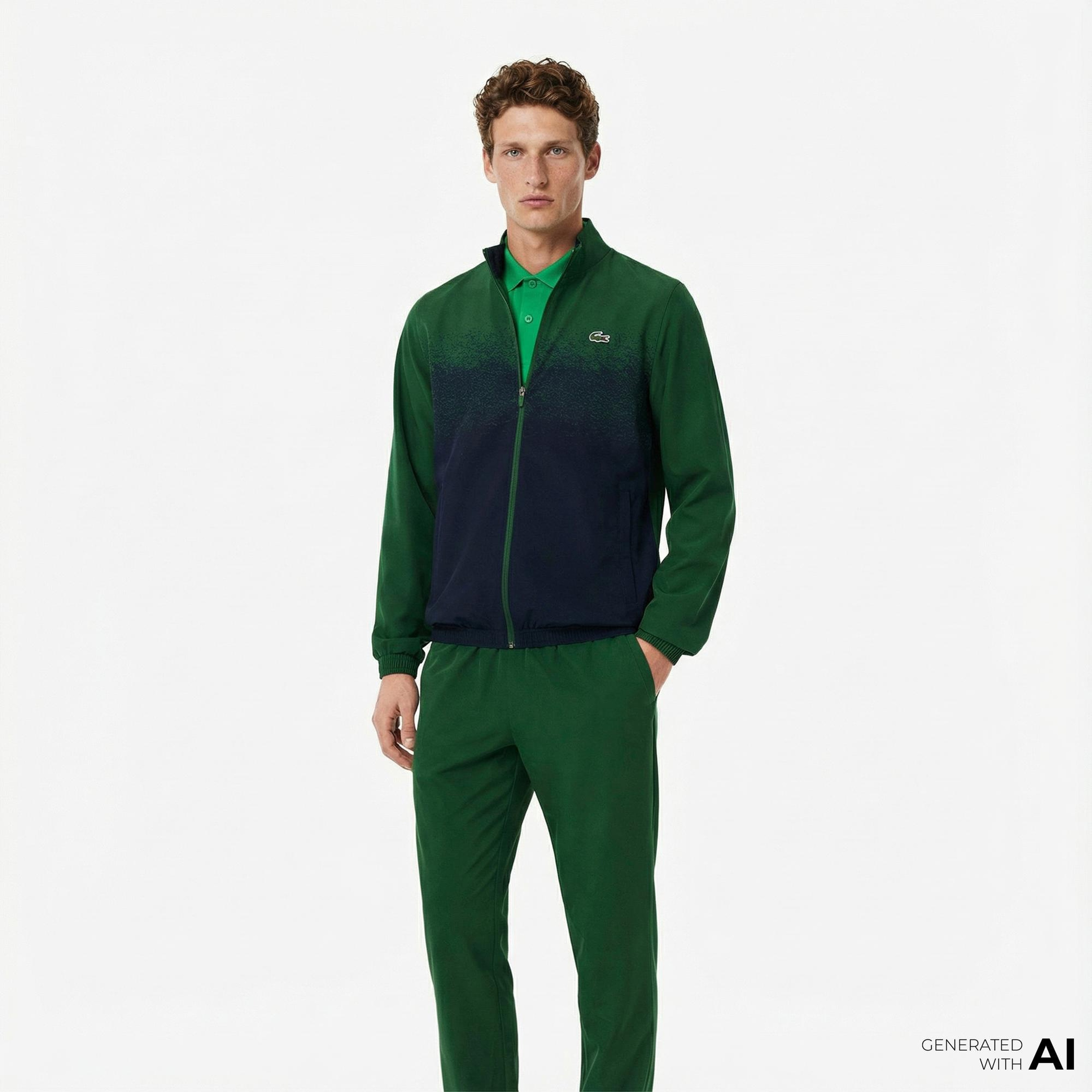 Lacoste Erkek Regular Fit Fermuarlı Renk Bloklu Yeşil Eşofman Takımı