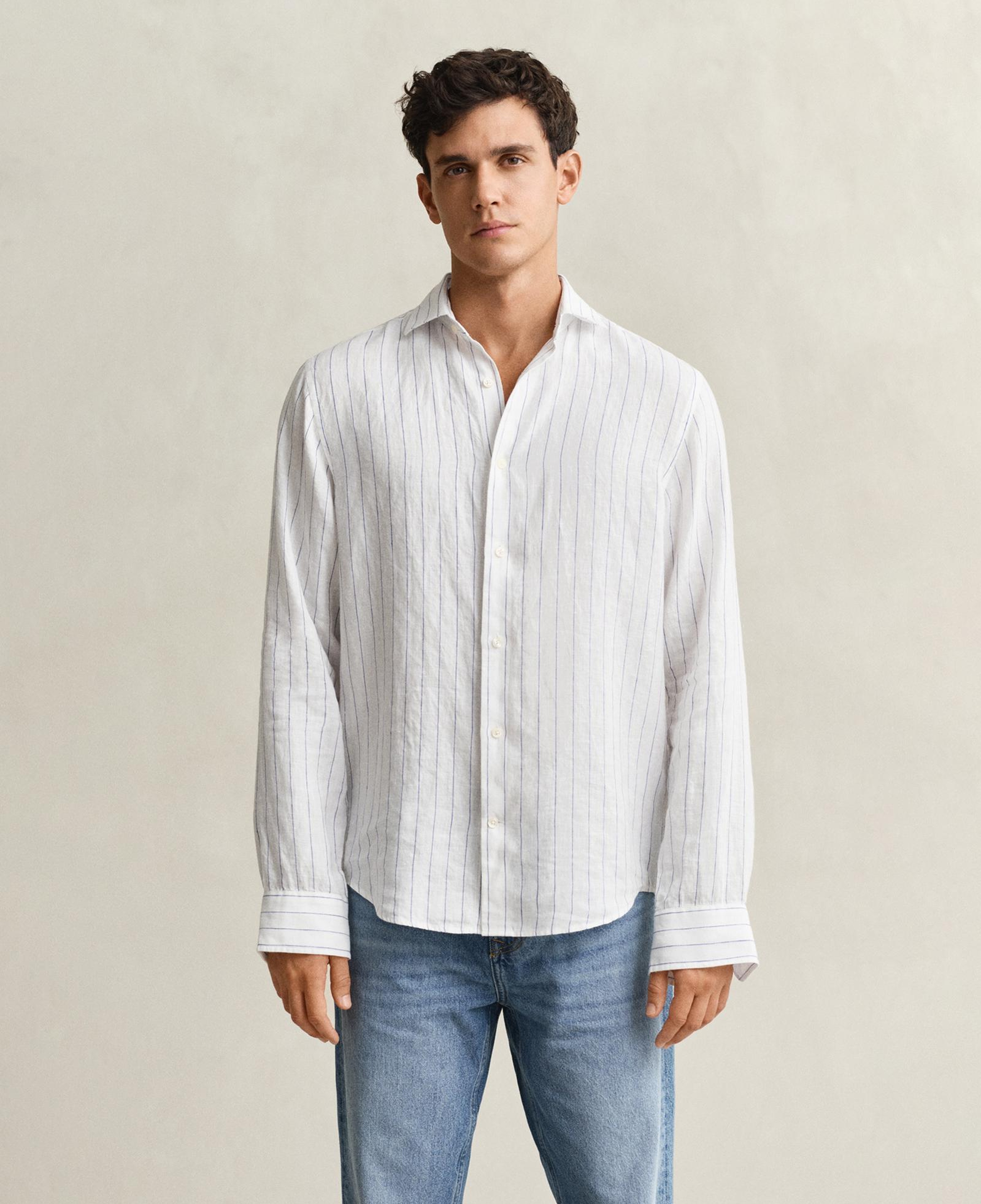 GANT Erkek Beyaz Regular Fit Çizgili Gömlek