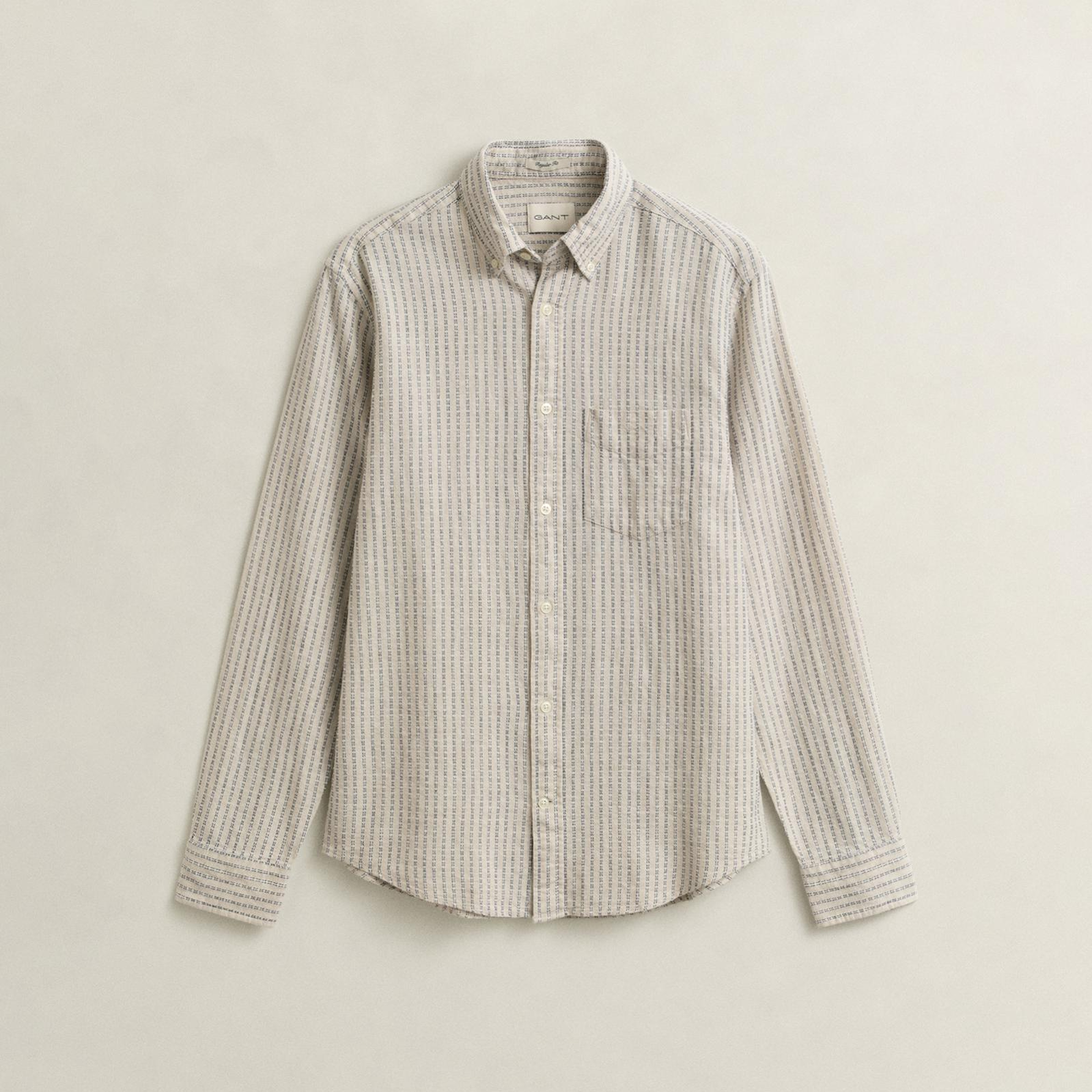 GANT Erkek Krem Regular Fit Çizgili Gömlek