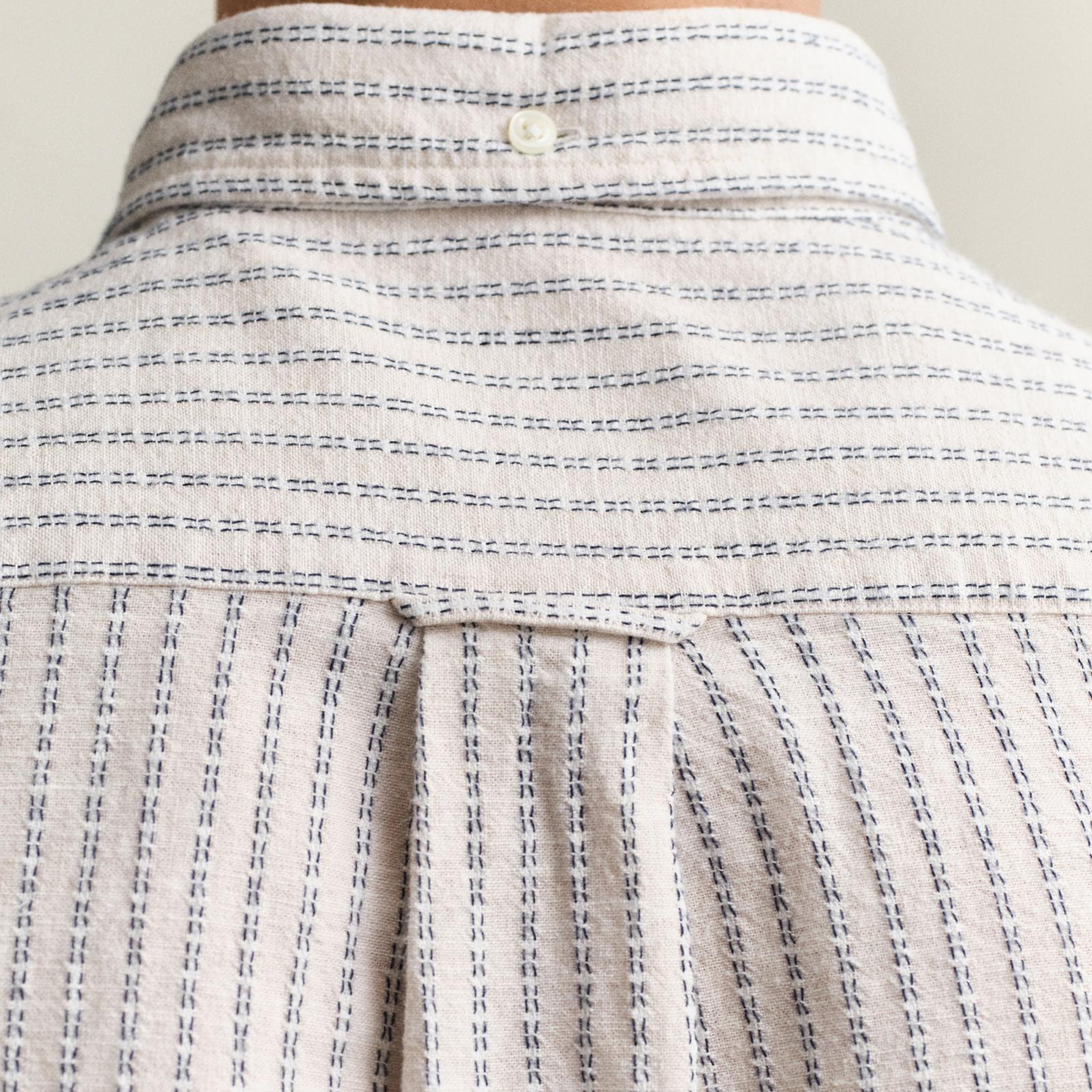 GANT Erkek Krem Regular Fit Çizgili Gömlek