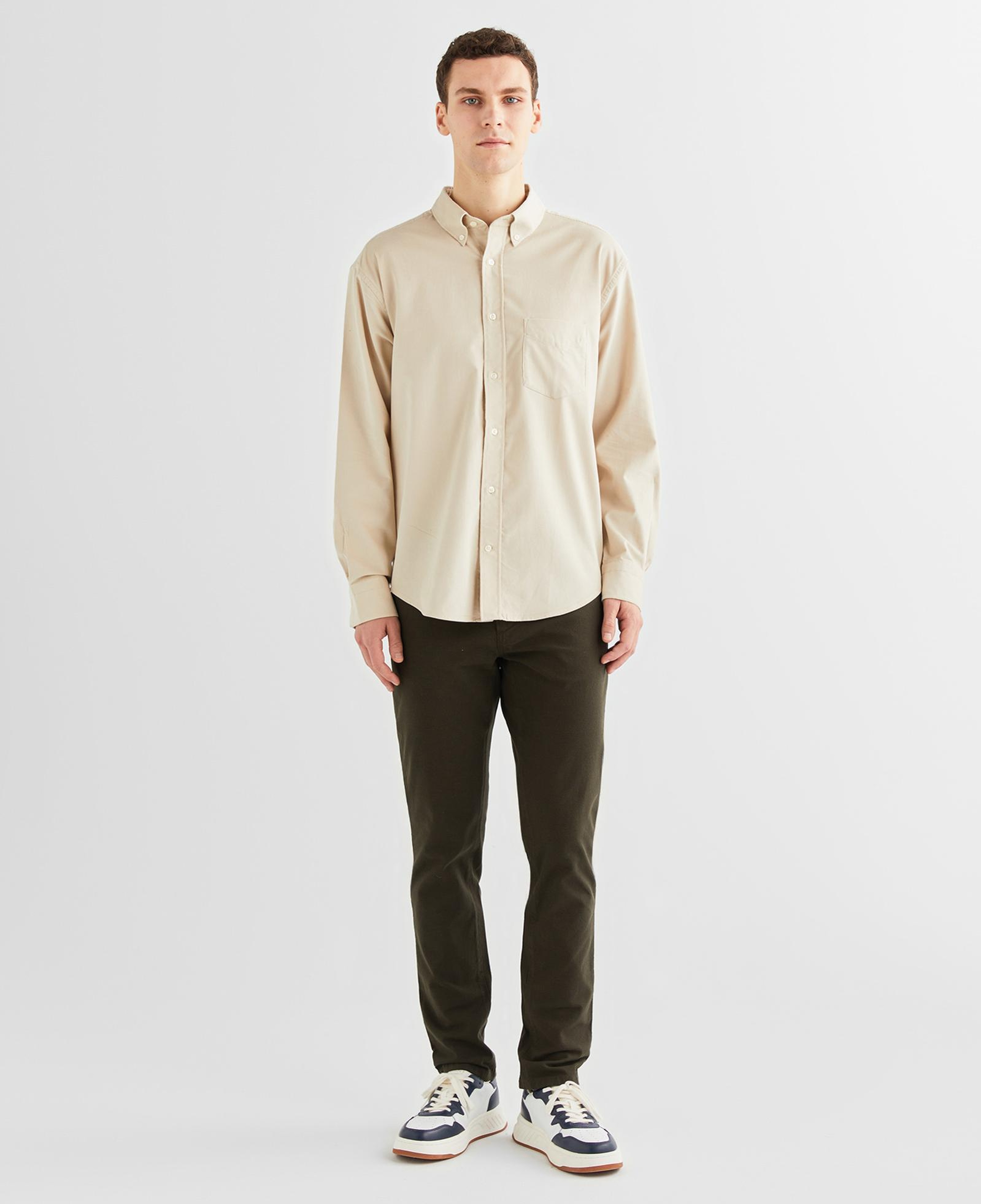 GANT Erkek Bej Relaxed Fit Düğmeli Yaka Gömlek