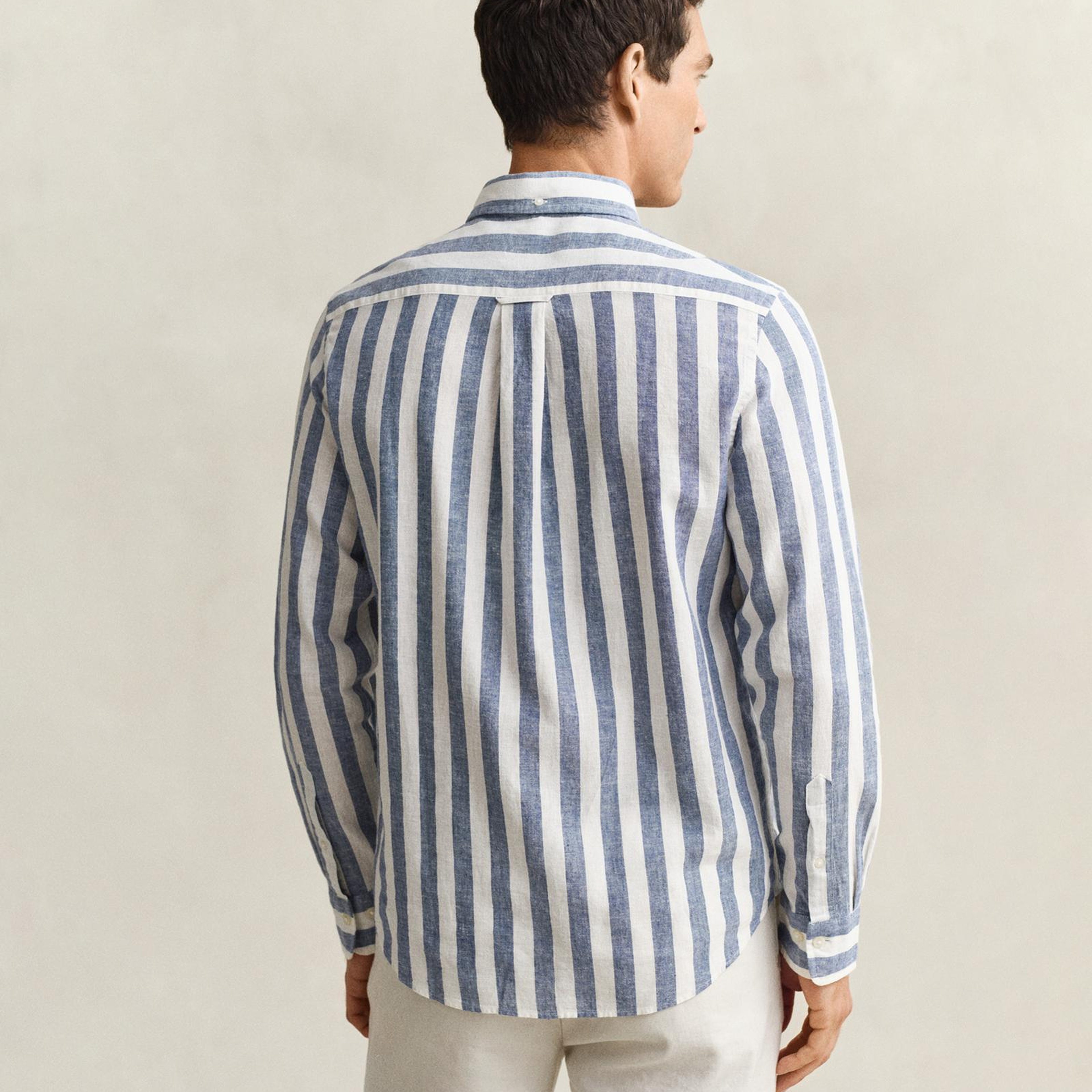 GANT Erkek Mavi Regular Fit Çizgili Logolu Gömlek