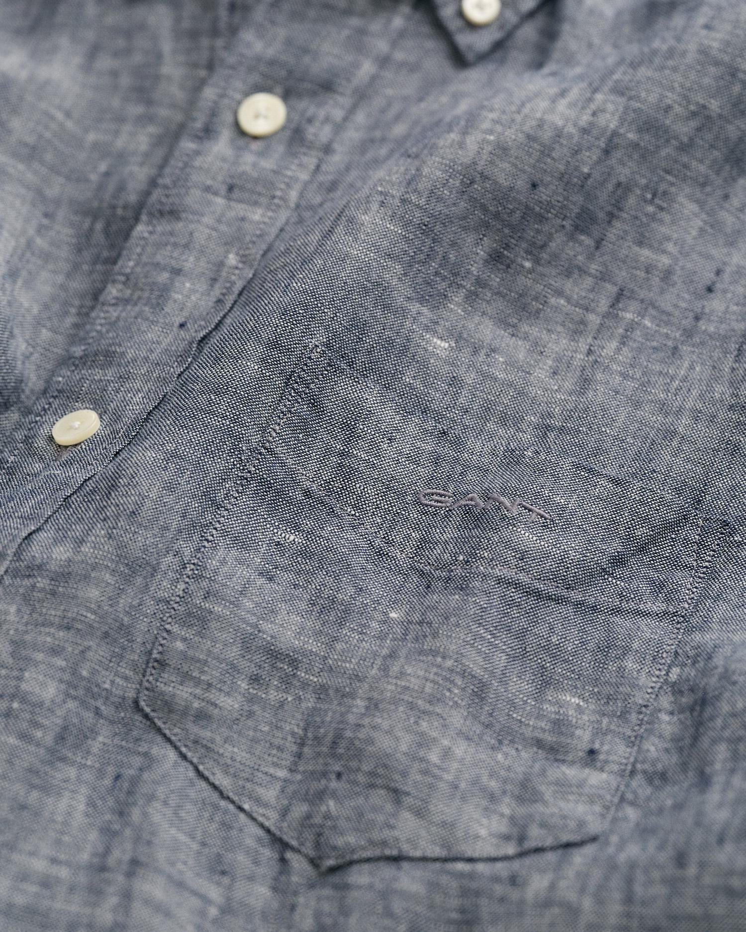 GANT Erkek Mavi Regular Fit Keten Gömlek