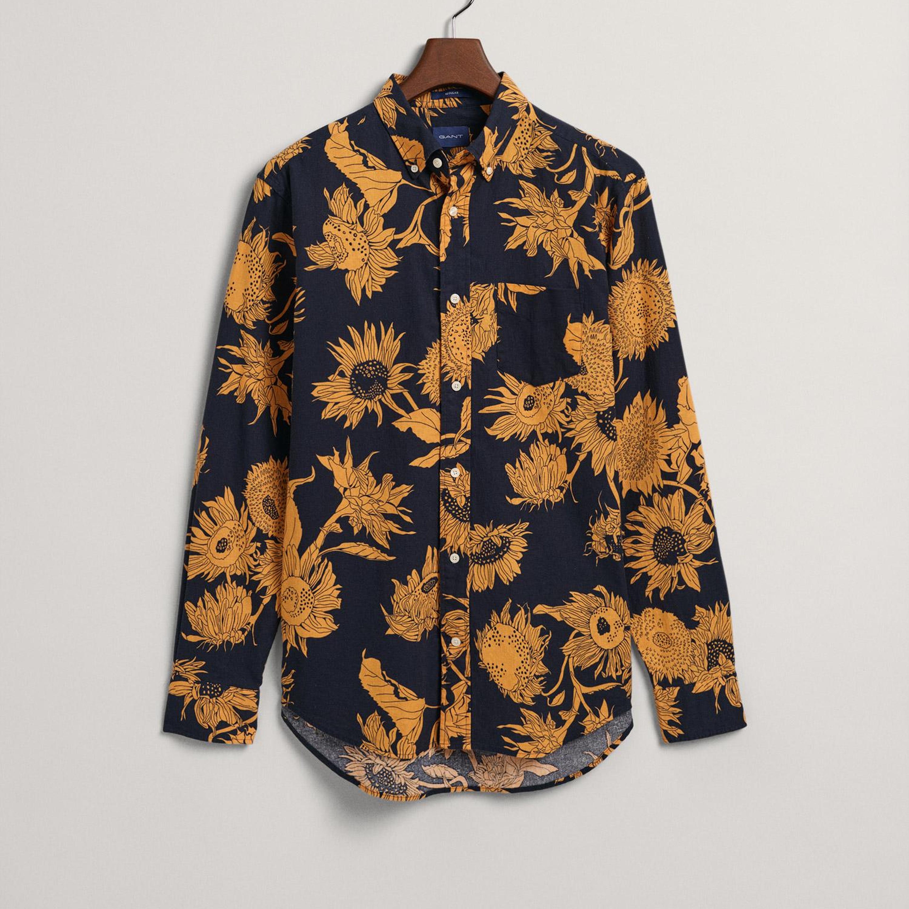 GANT Erkek Sarı Regular Fit Desenli Keten Gömlek