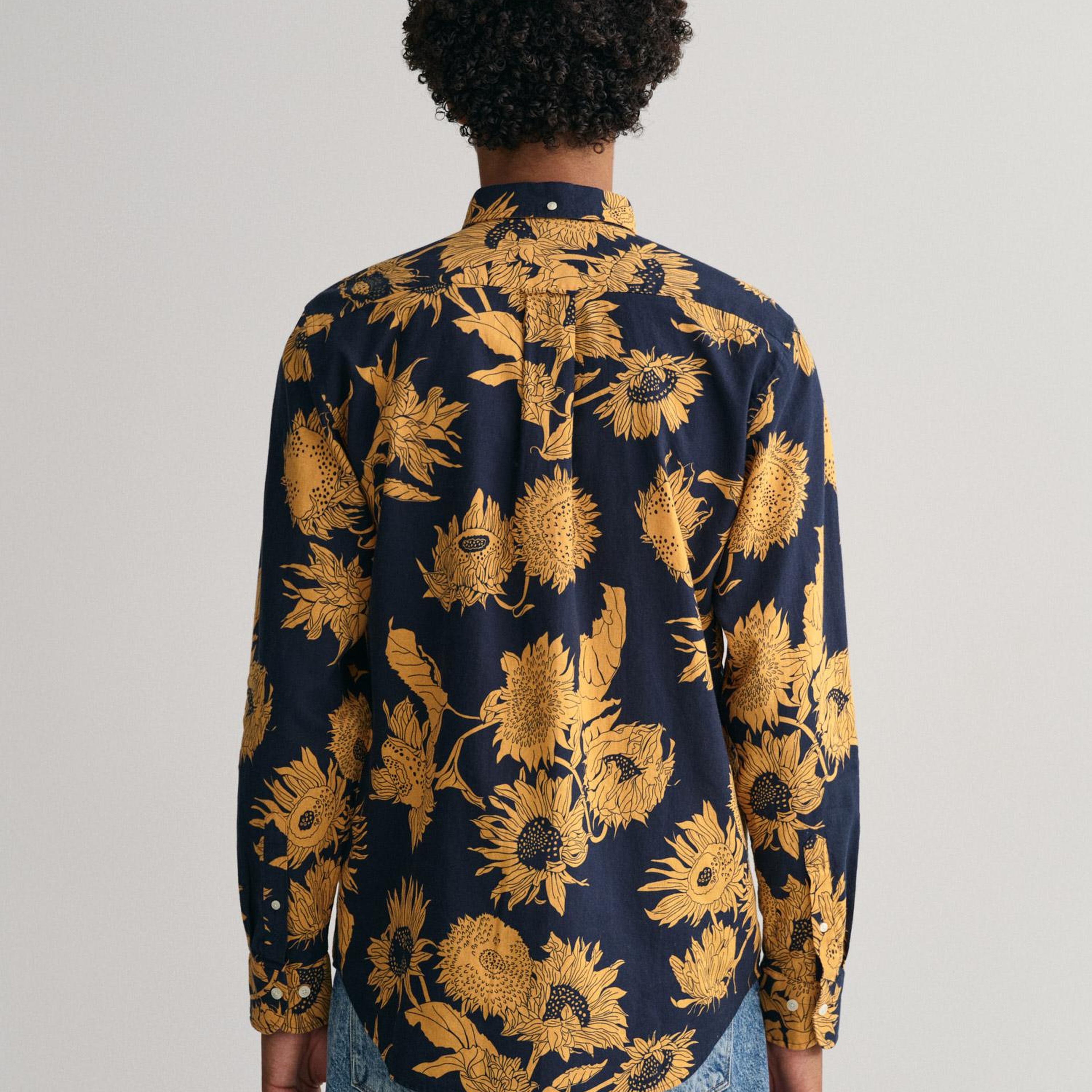 GANT Erkek Sarı Regular Fit Desenli Keten Gömlek