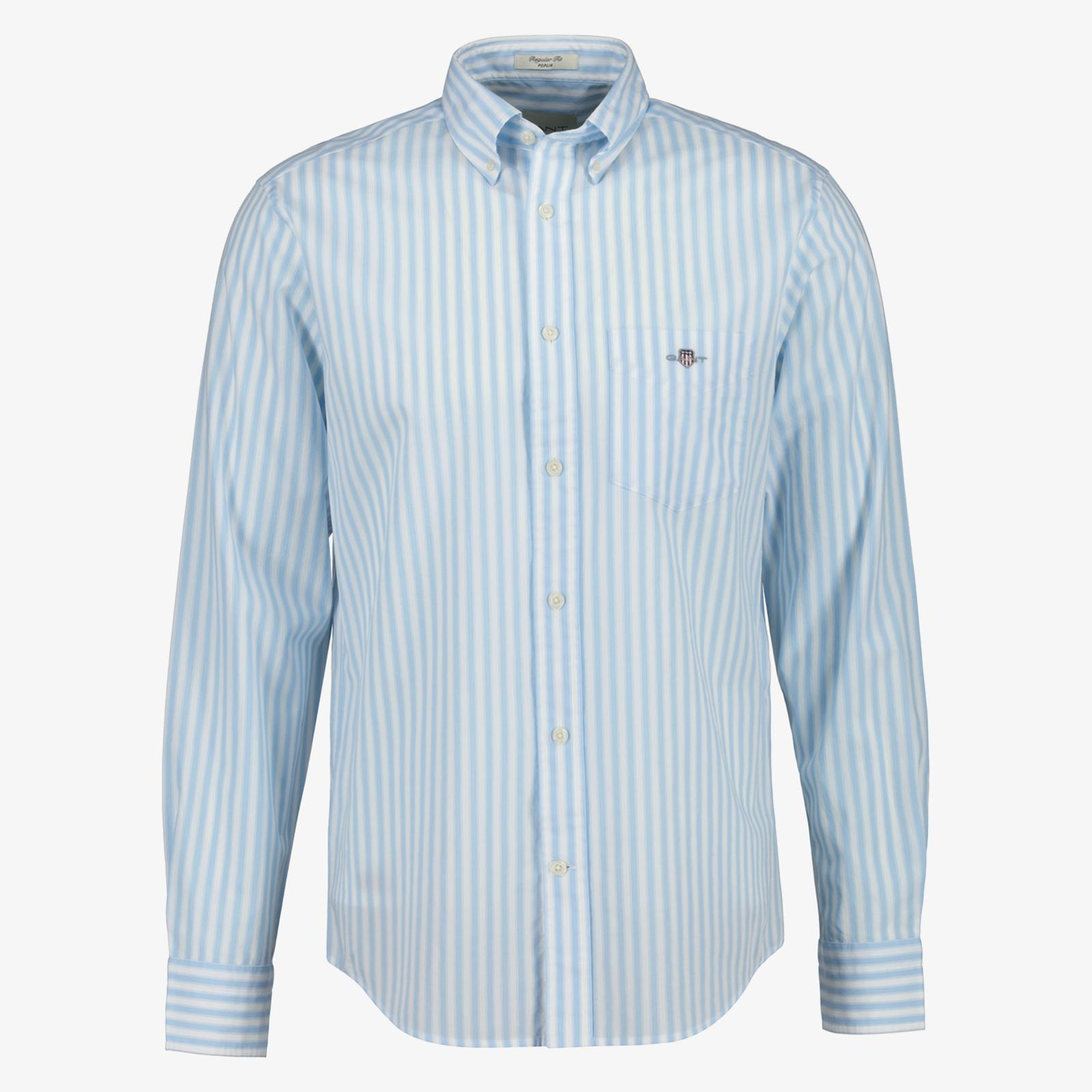 GANT Erkek Mavi Regular Fit Çizgili Logolu Gömlek