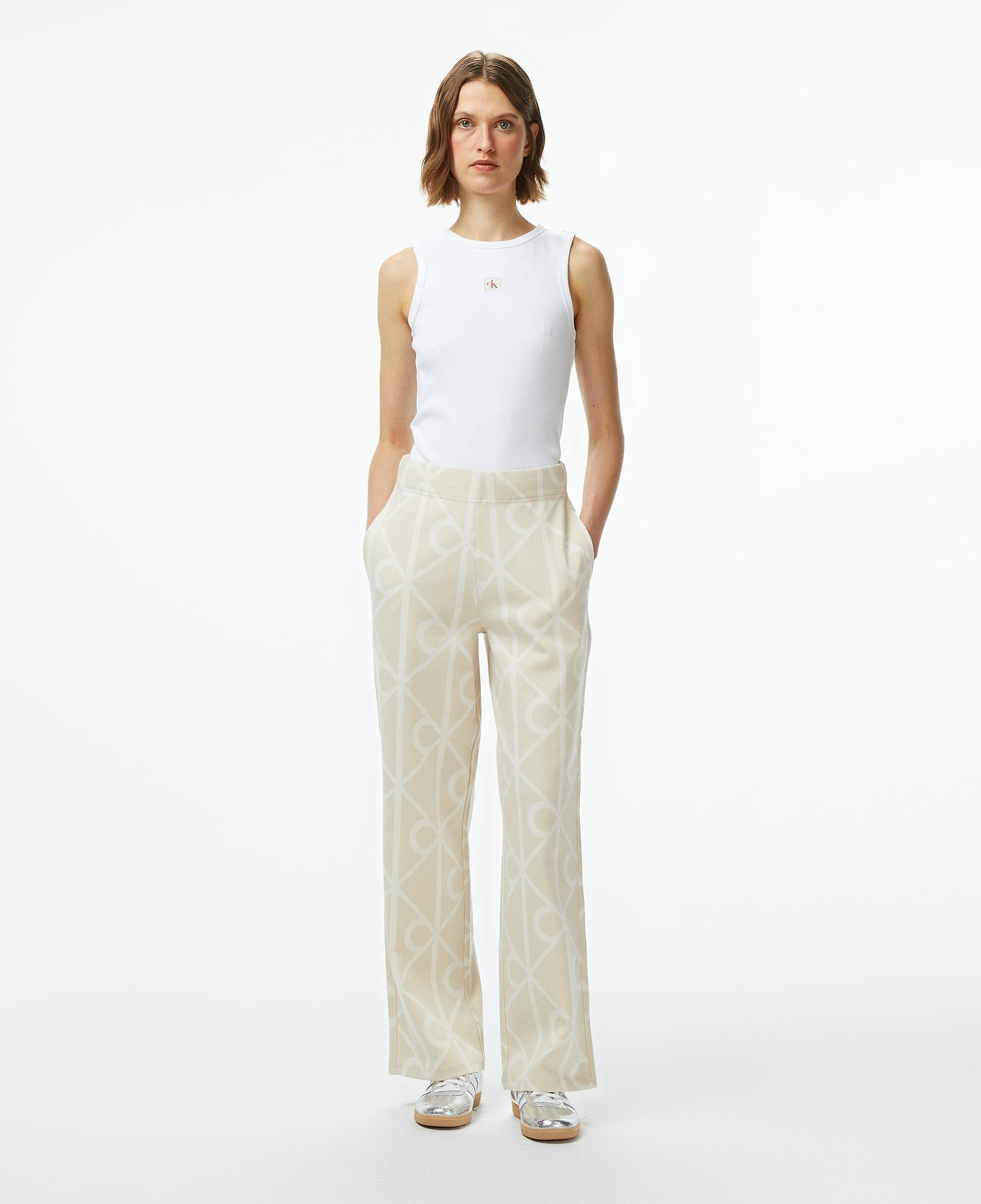 Calvin Klein Emblem Jacquard Kadın Bej Eşofman Altı