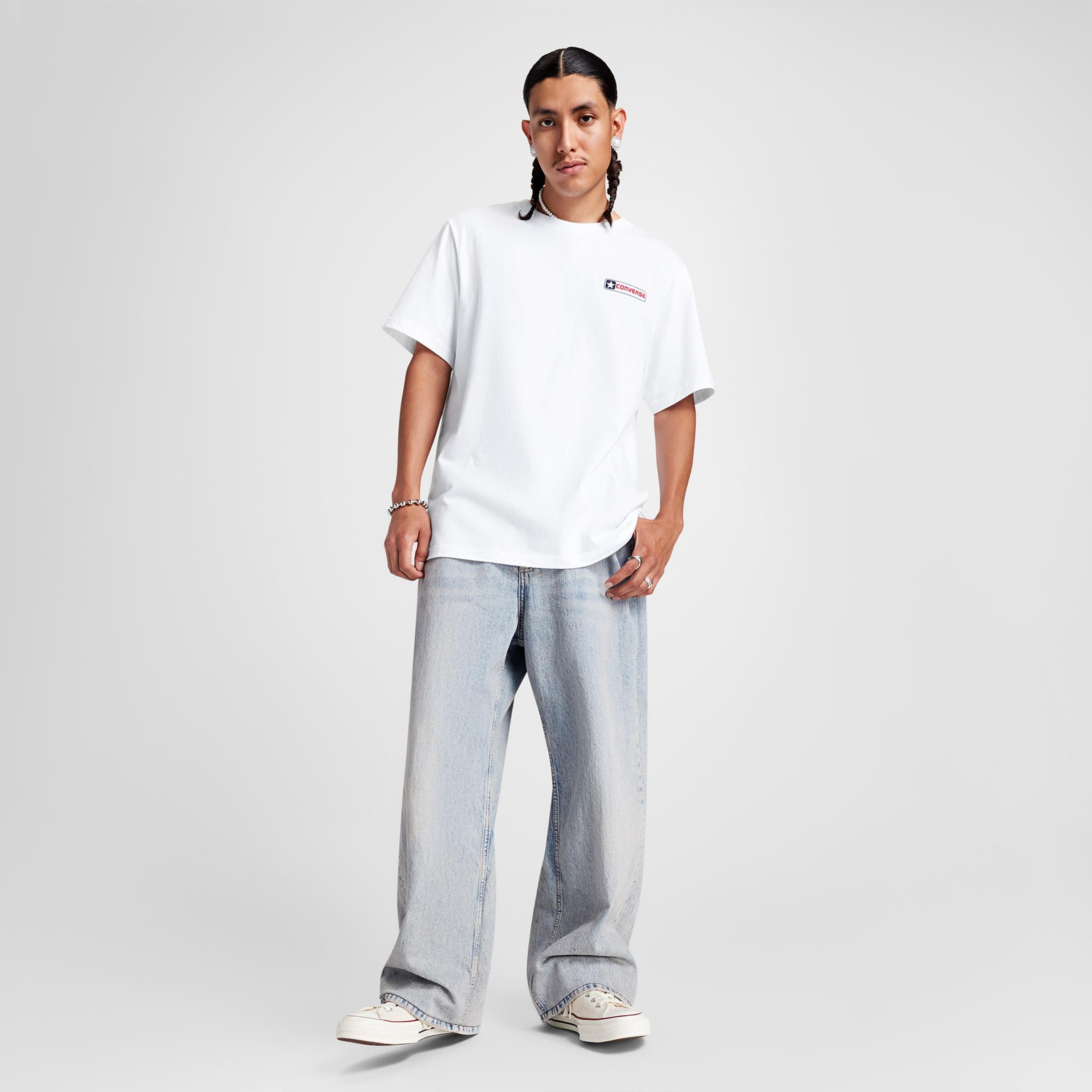 Converse Erkek Grafik Baskılı Beyaz T-Shirt