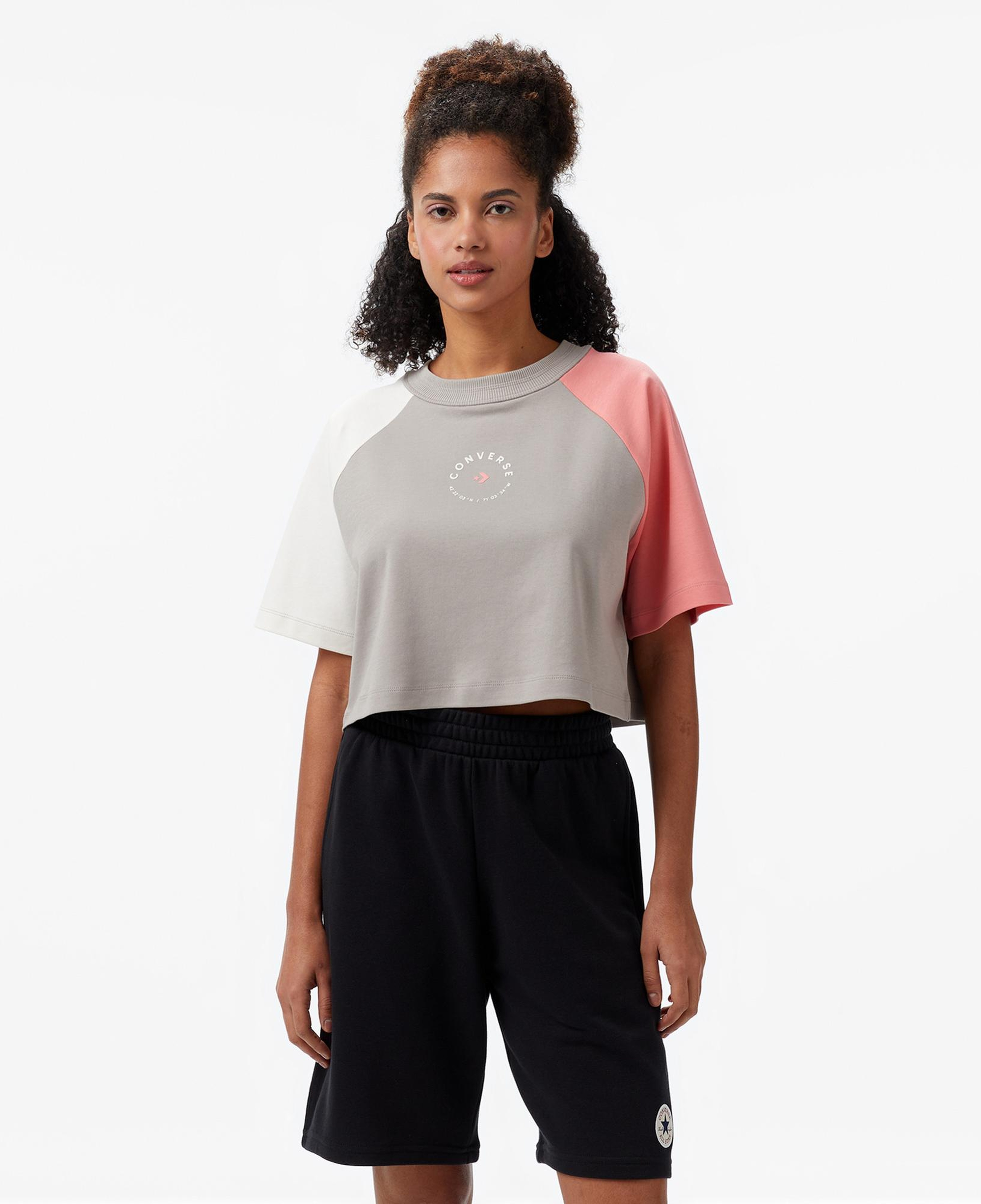 Converse Star Chevron Baskılı Kadın Gri T-Shirt