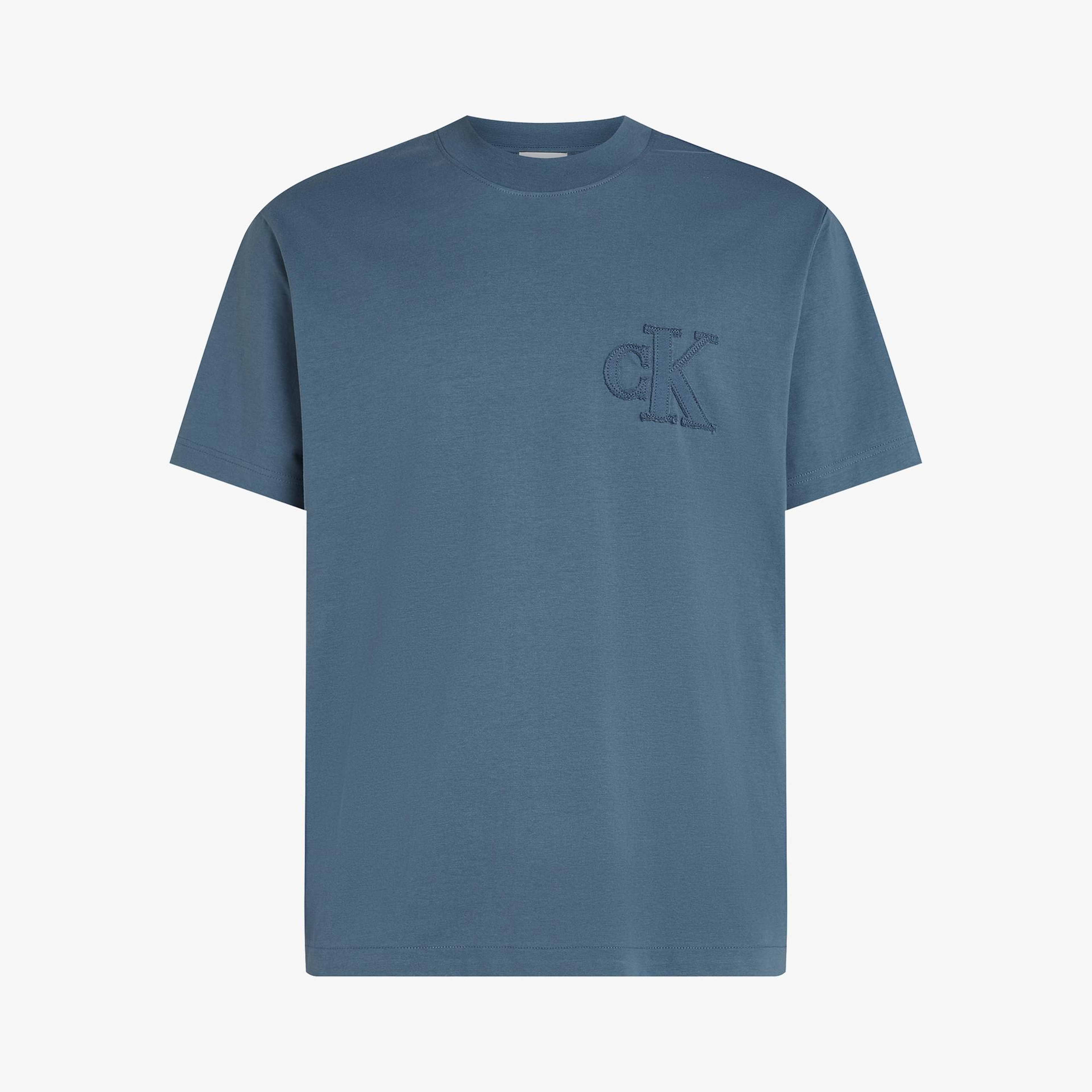 Calvin Klein Applique Erkek Mavi T-Shirt