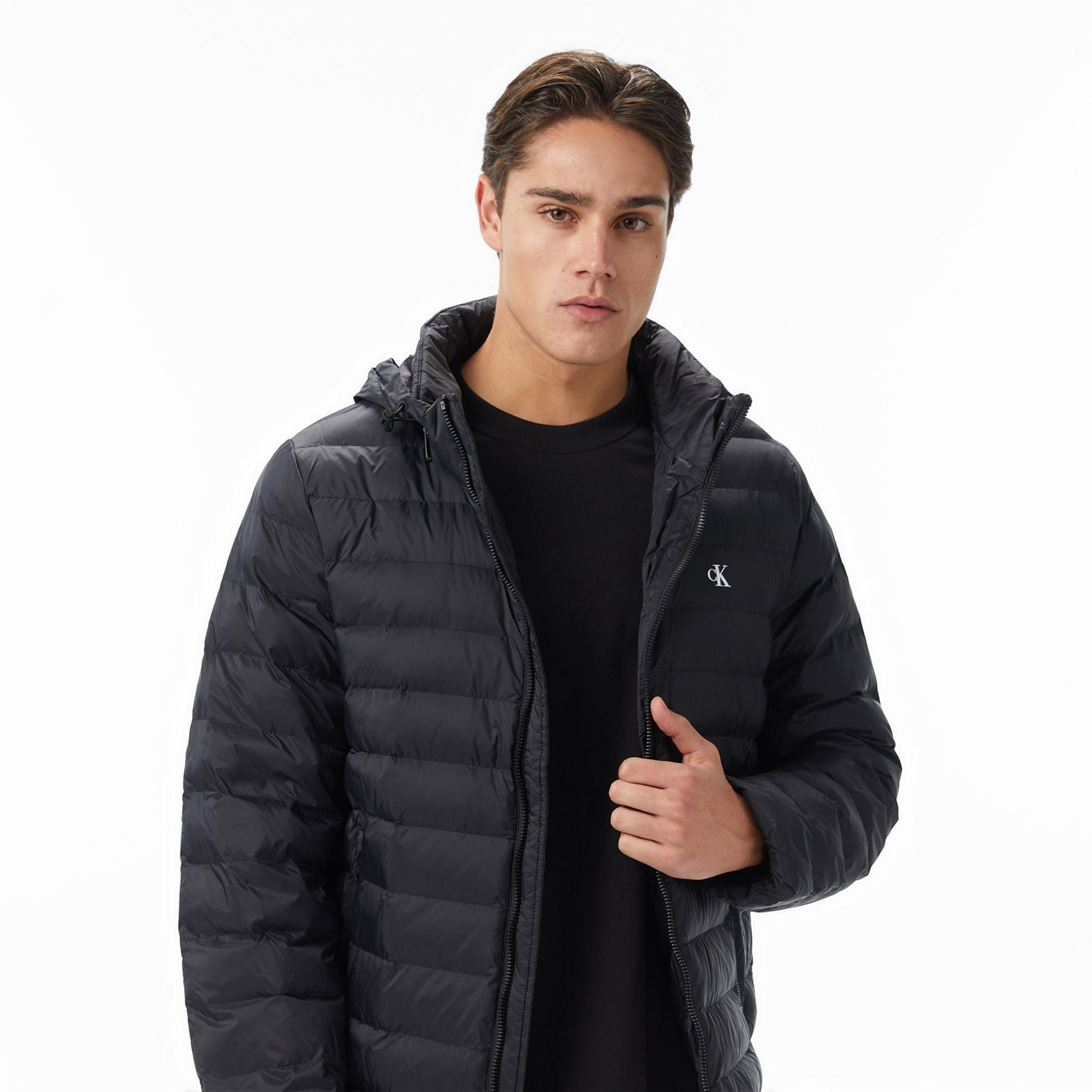 Calvin Klein Nylon Hooded Puffer Erkek Siyah Mont