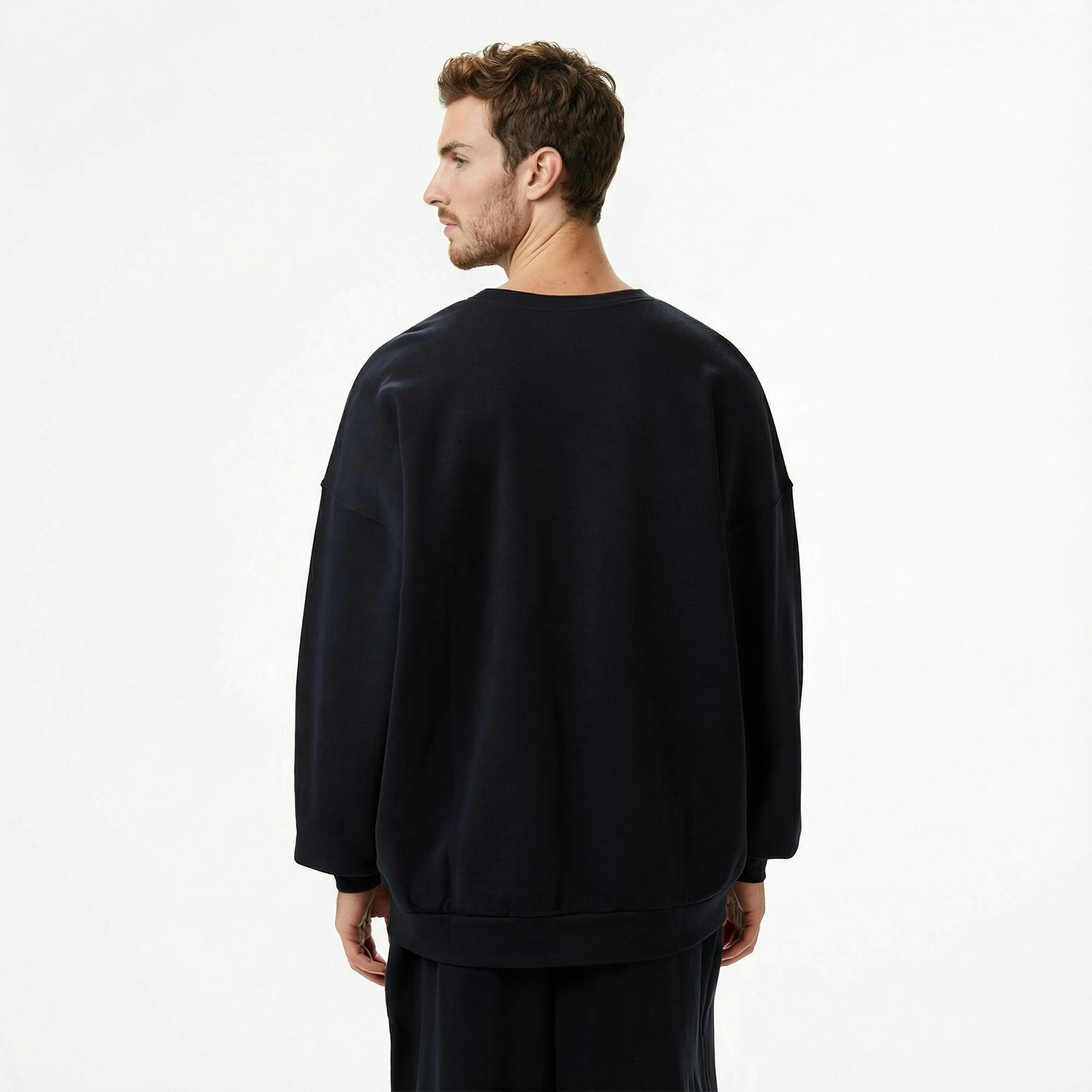 Nike Club Fleece Oversized Crew Erkek Siyah Sweatshirt