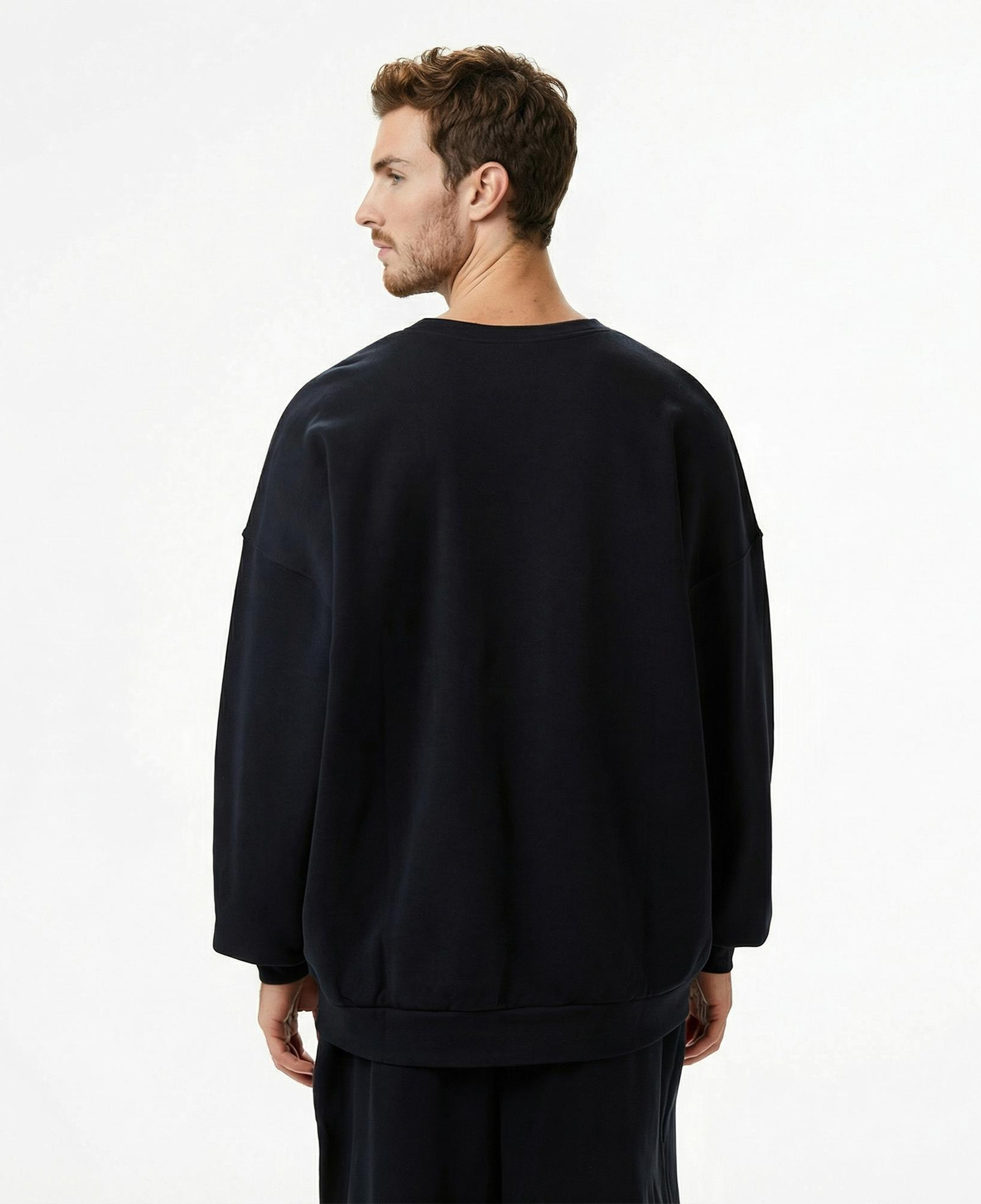Nike Club Fleece Oversized Crew Erkek Siyah Sweatshirt