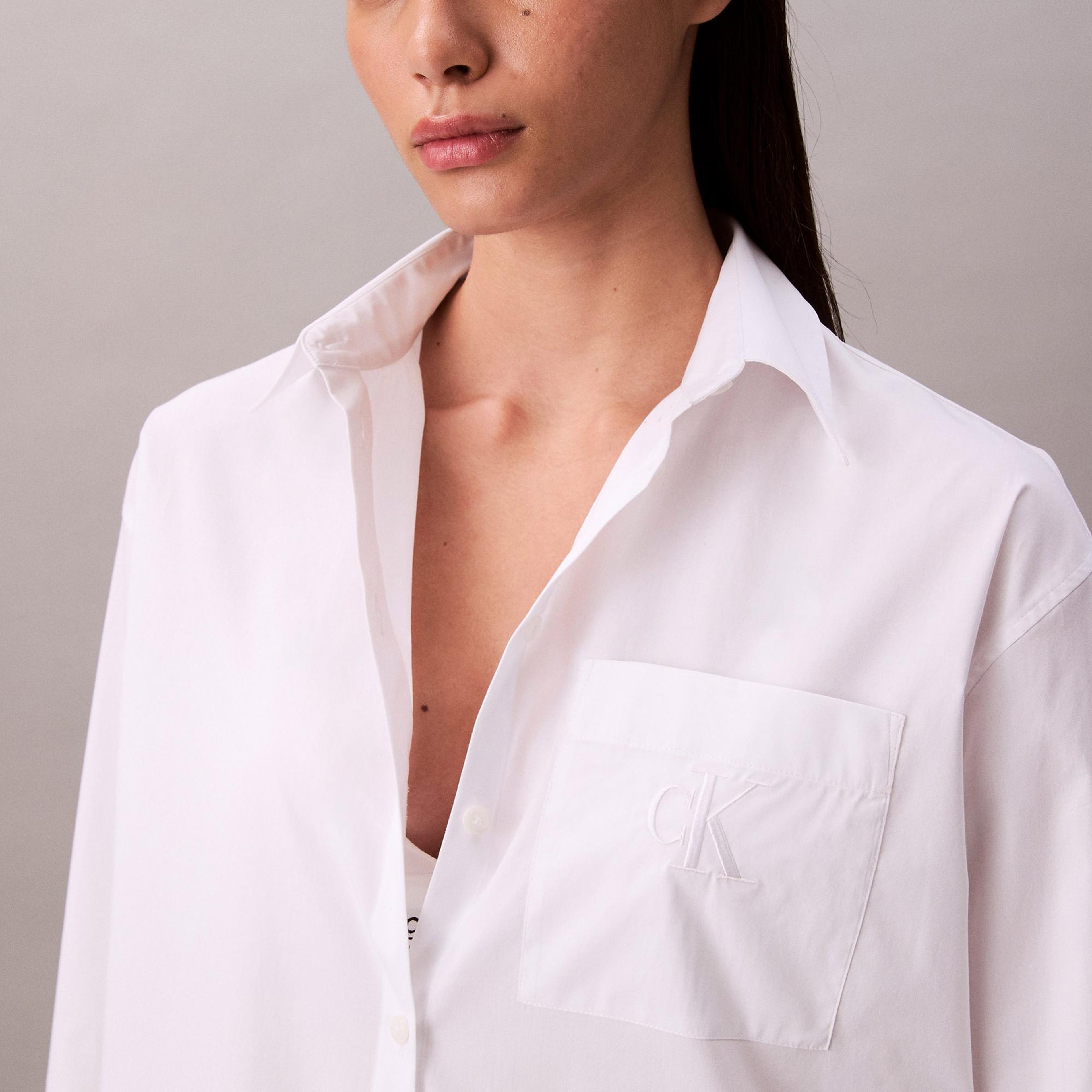 Calvin Klein Poplin Relaxed Kadın Beyaz Gömlek