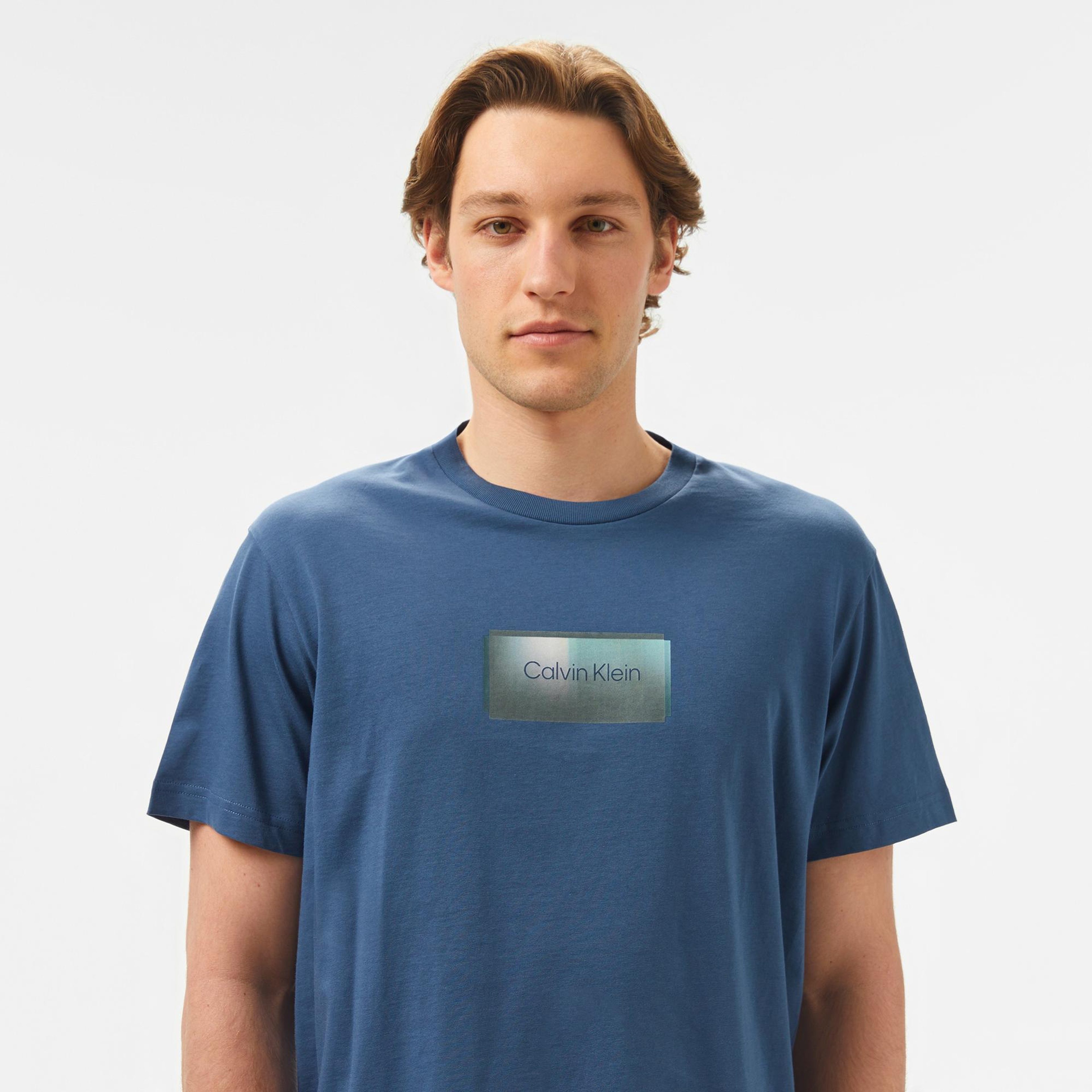 Calvin Klein Logo Erkek Mavi T-Shirt