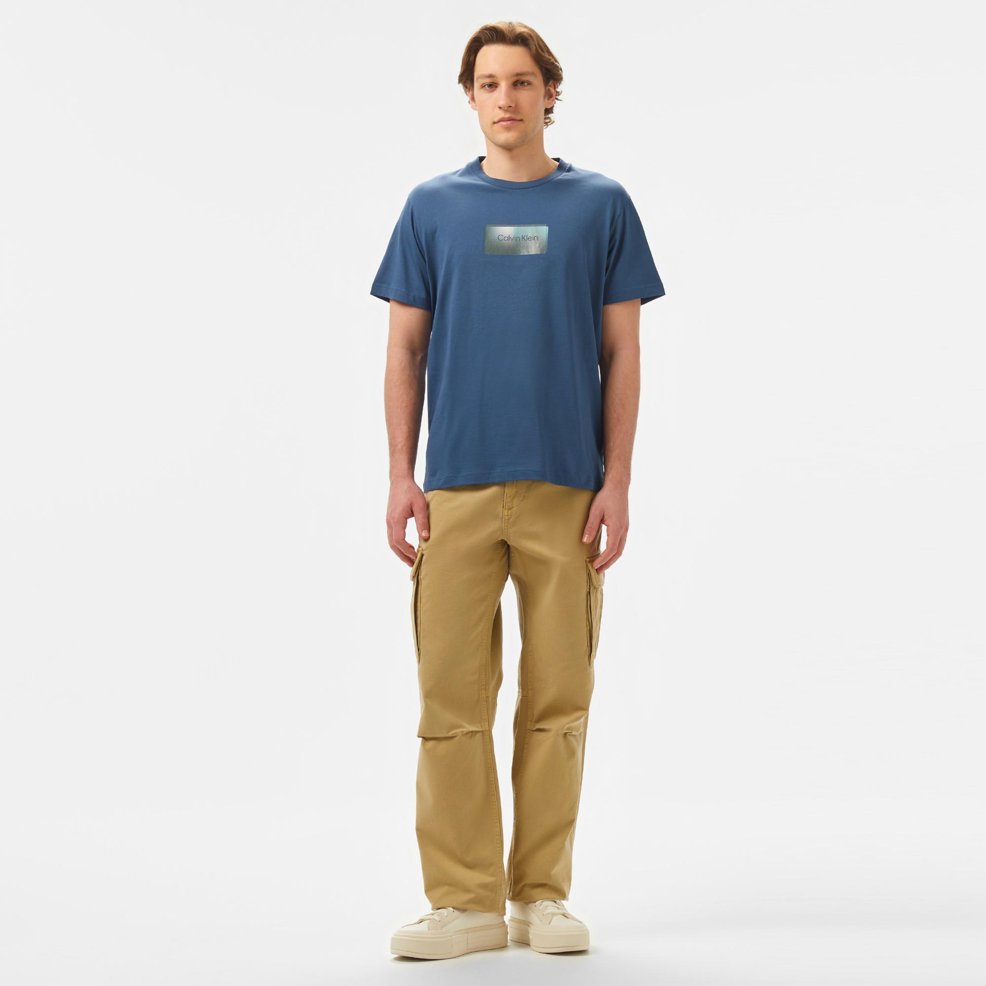 Calvin Klein Logo Erkek Mavi T-Shirt